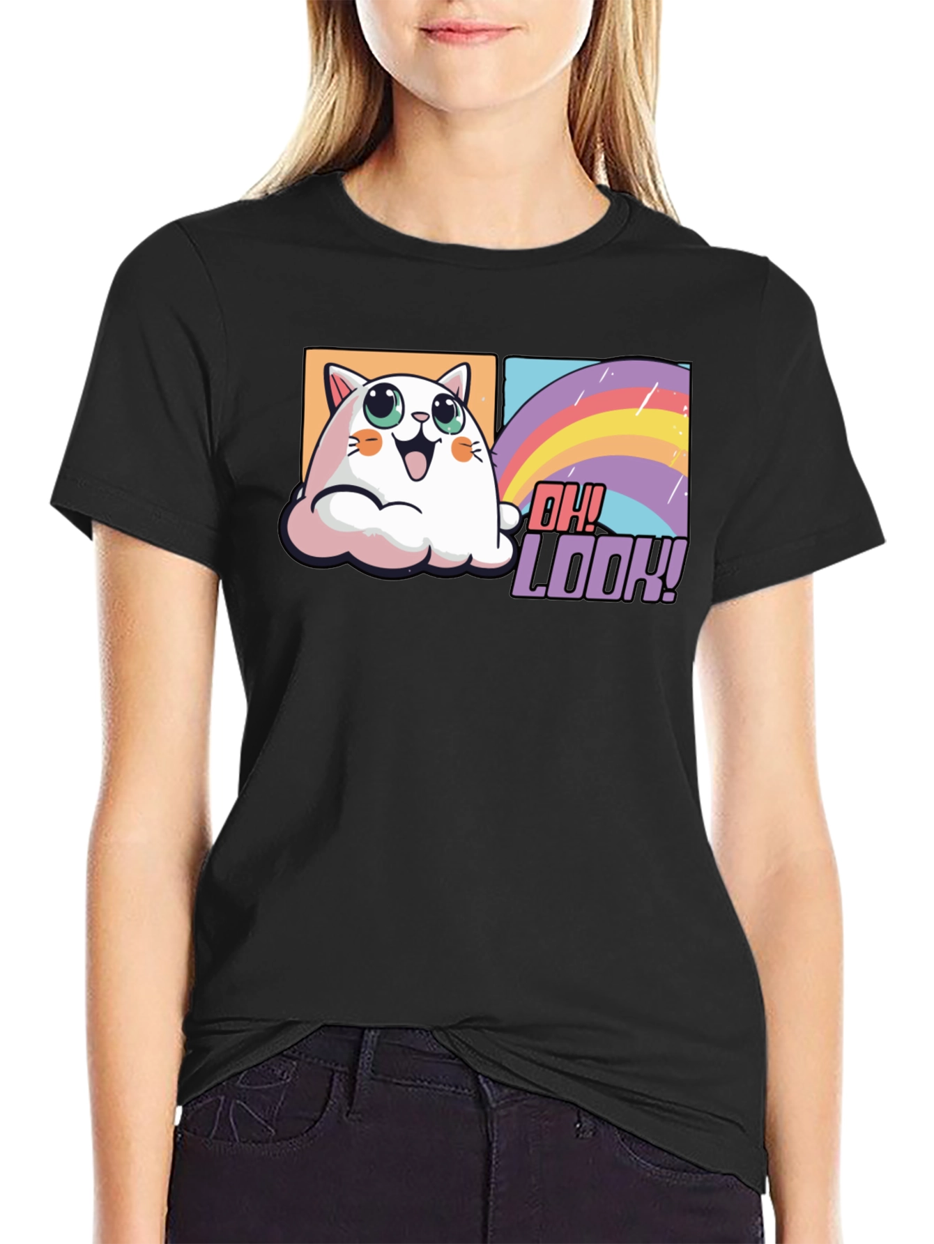 Cute Cat Rainbow T-Shirt - Oh Look!