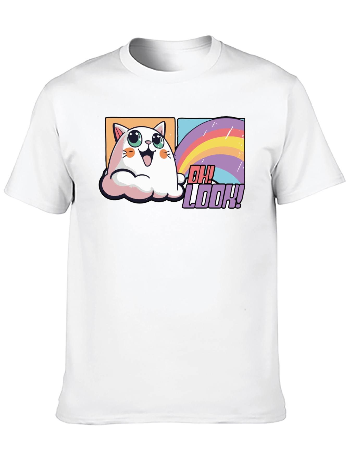 Cute Cat Rainbow T-Shirt - Oh Look!