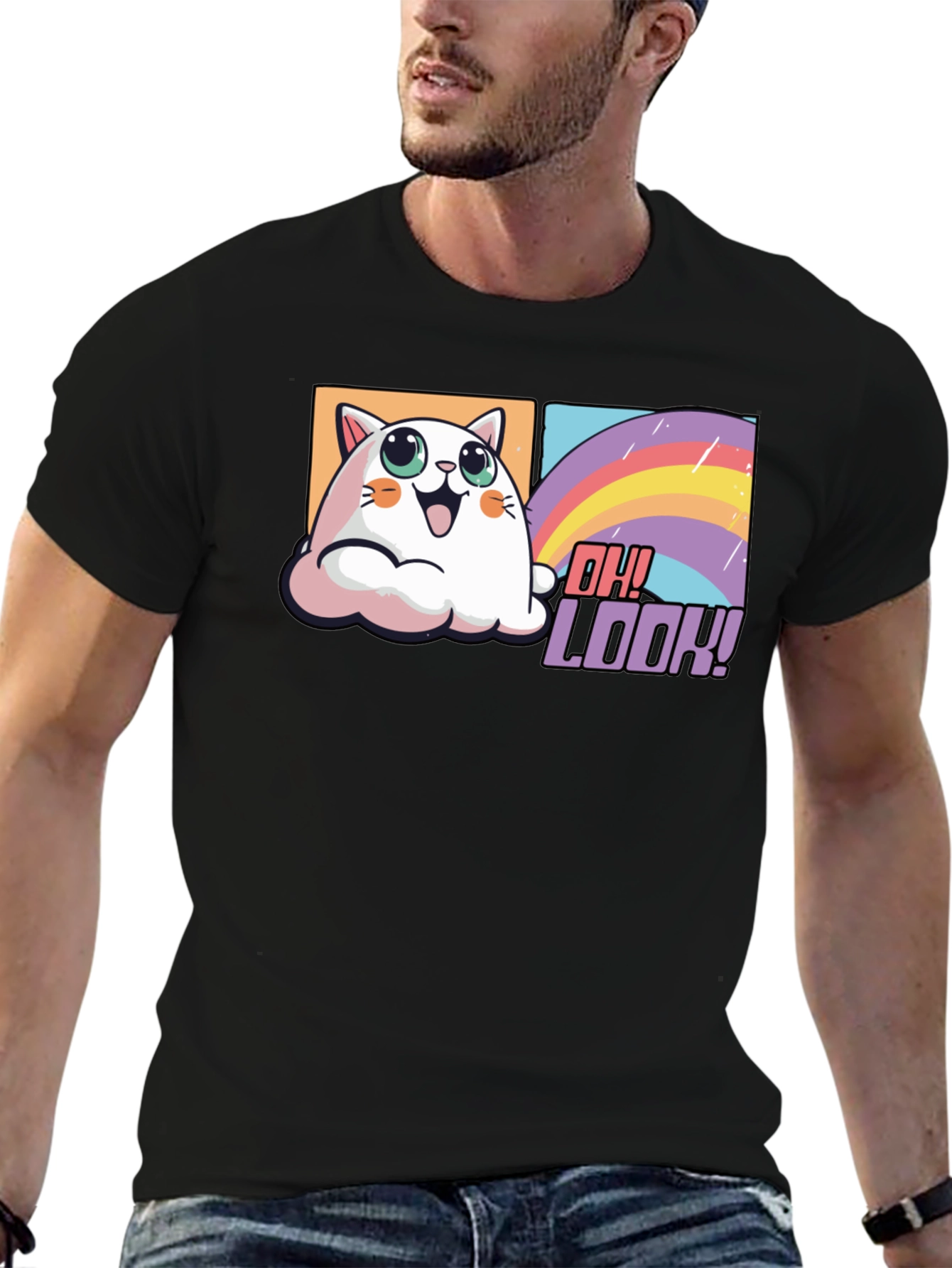 Cute Cat Rainbow T-Shirt - Oh Look!