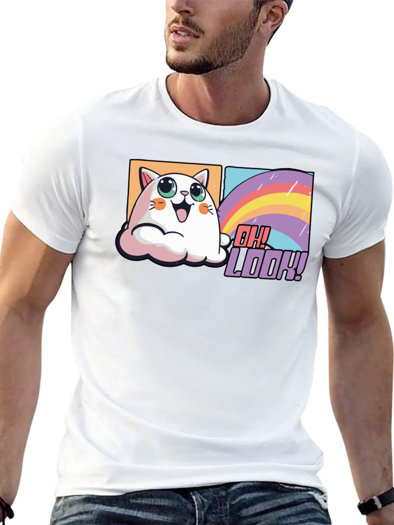 Cute Cat Rainbow T-Shirt - Oh Look!