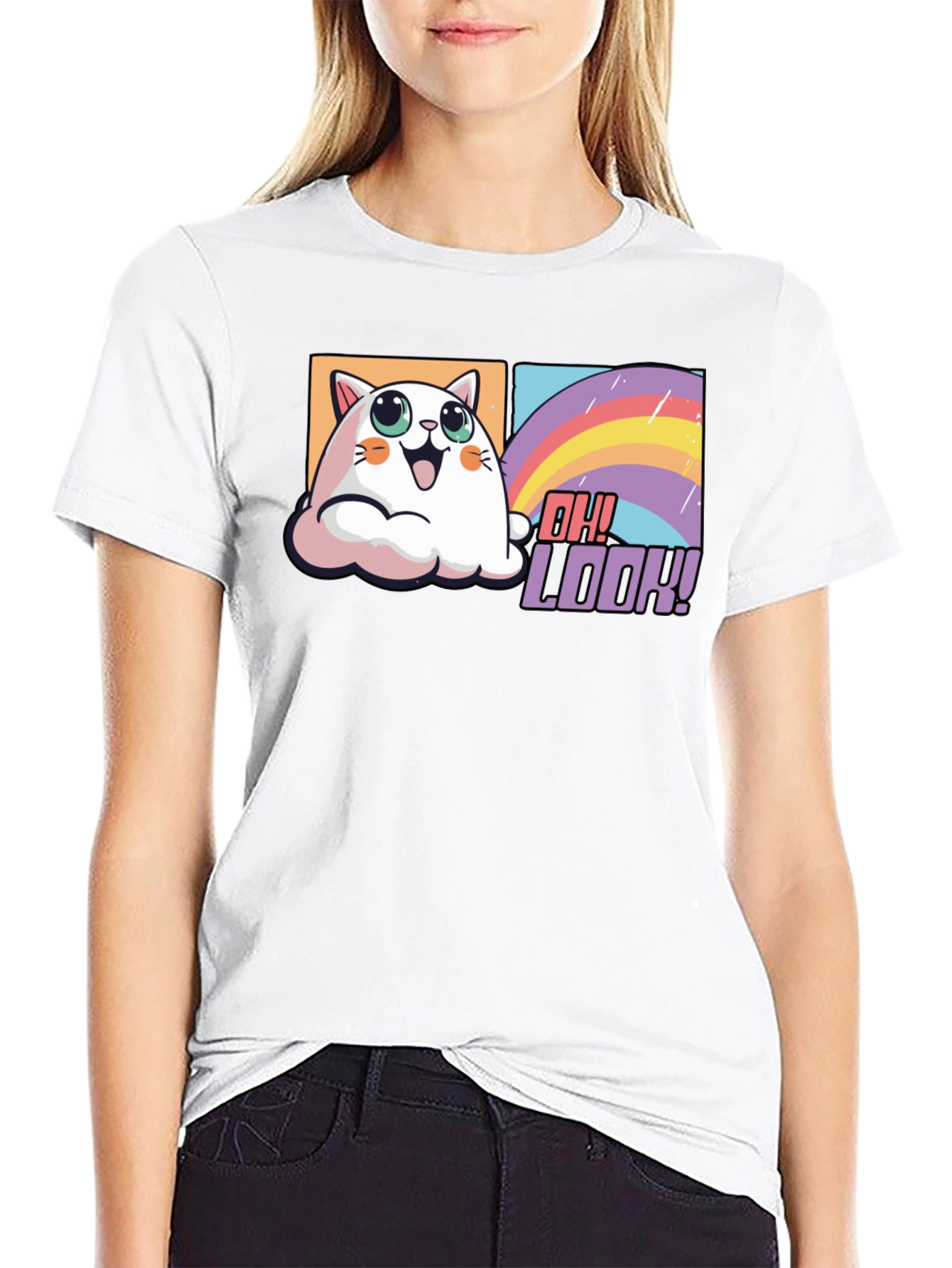 Cute Cat Rainbow T-Shirt - Oh Look!