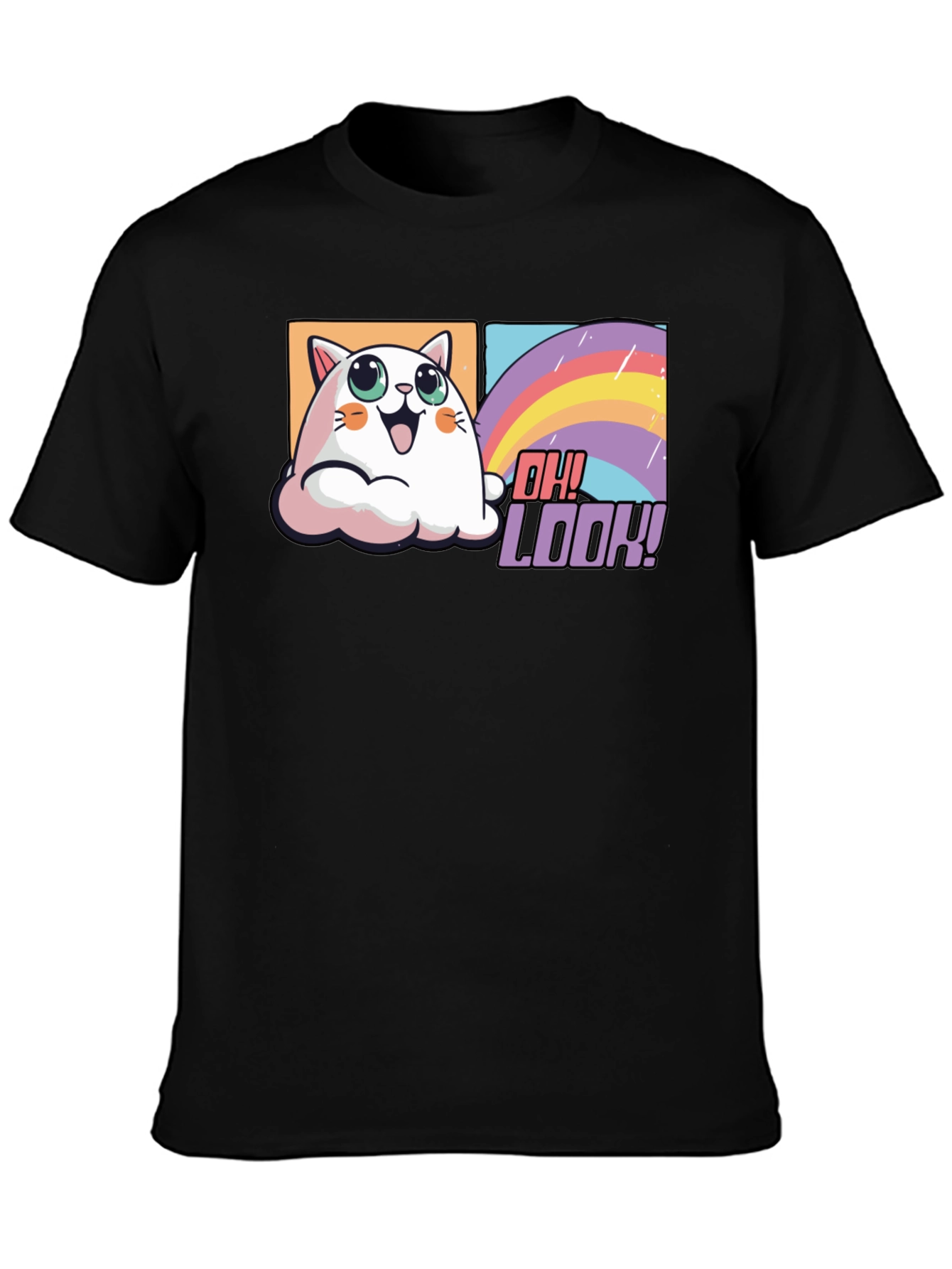 Cute Cat Rainbow T-Shirt - Oh Look!