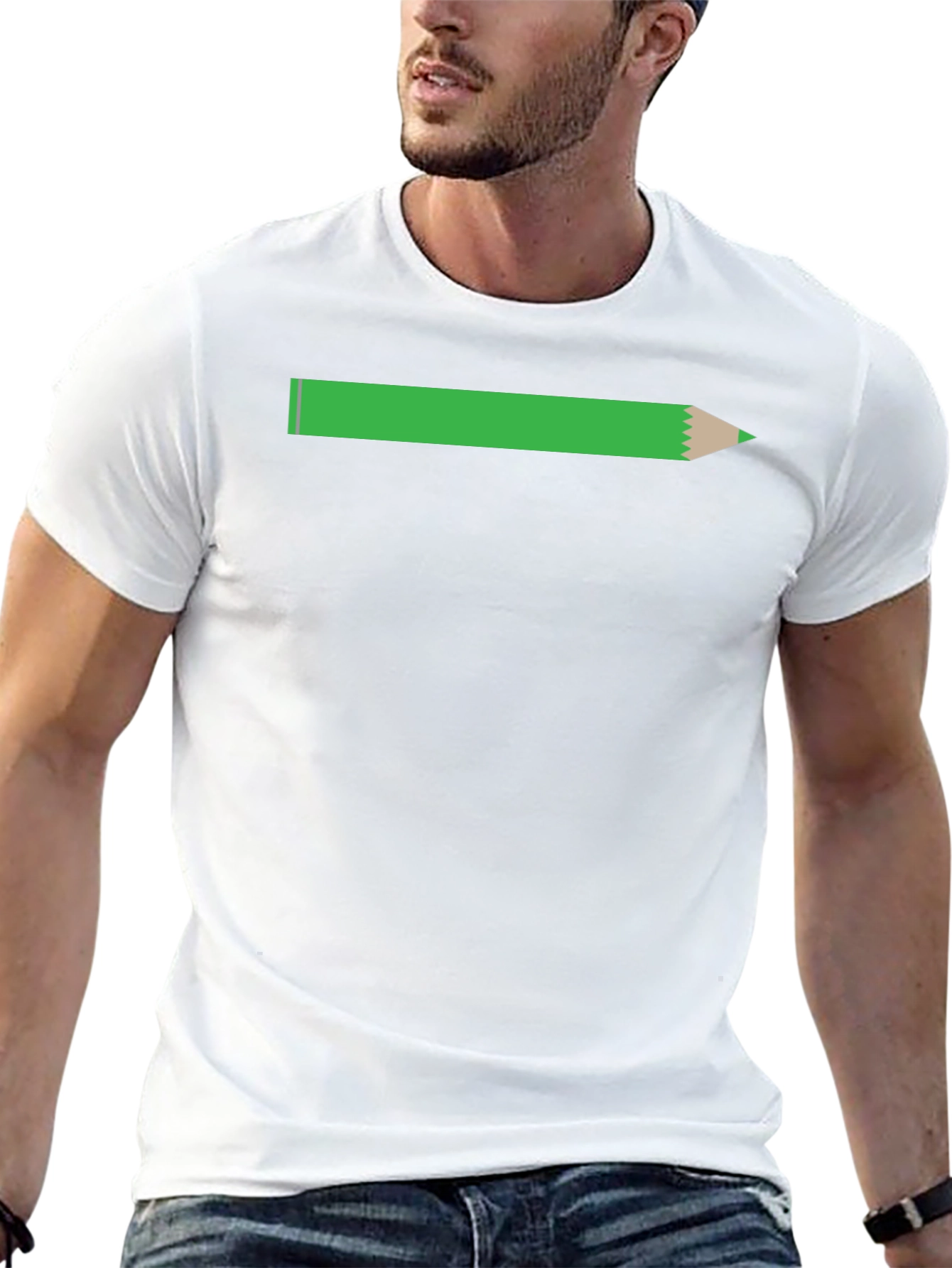 Pencil Graphic Tee - Black Cotton Casual T-Shirt