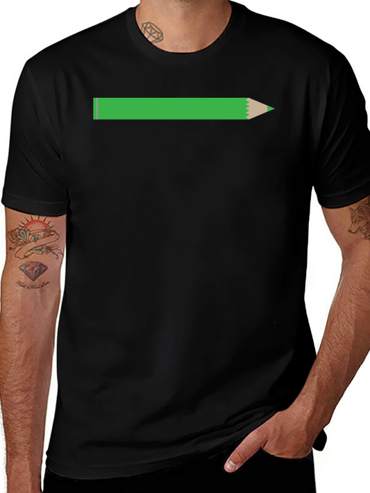 Pencil Graphic Tee - Black Cotton Casual T-Shirt