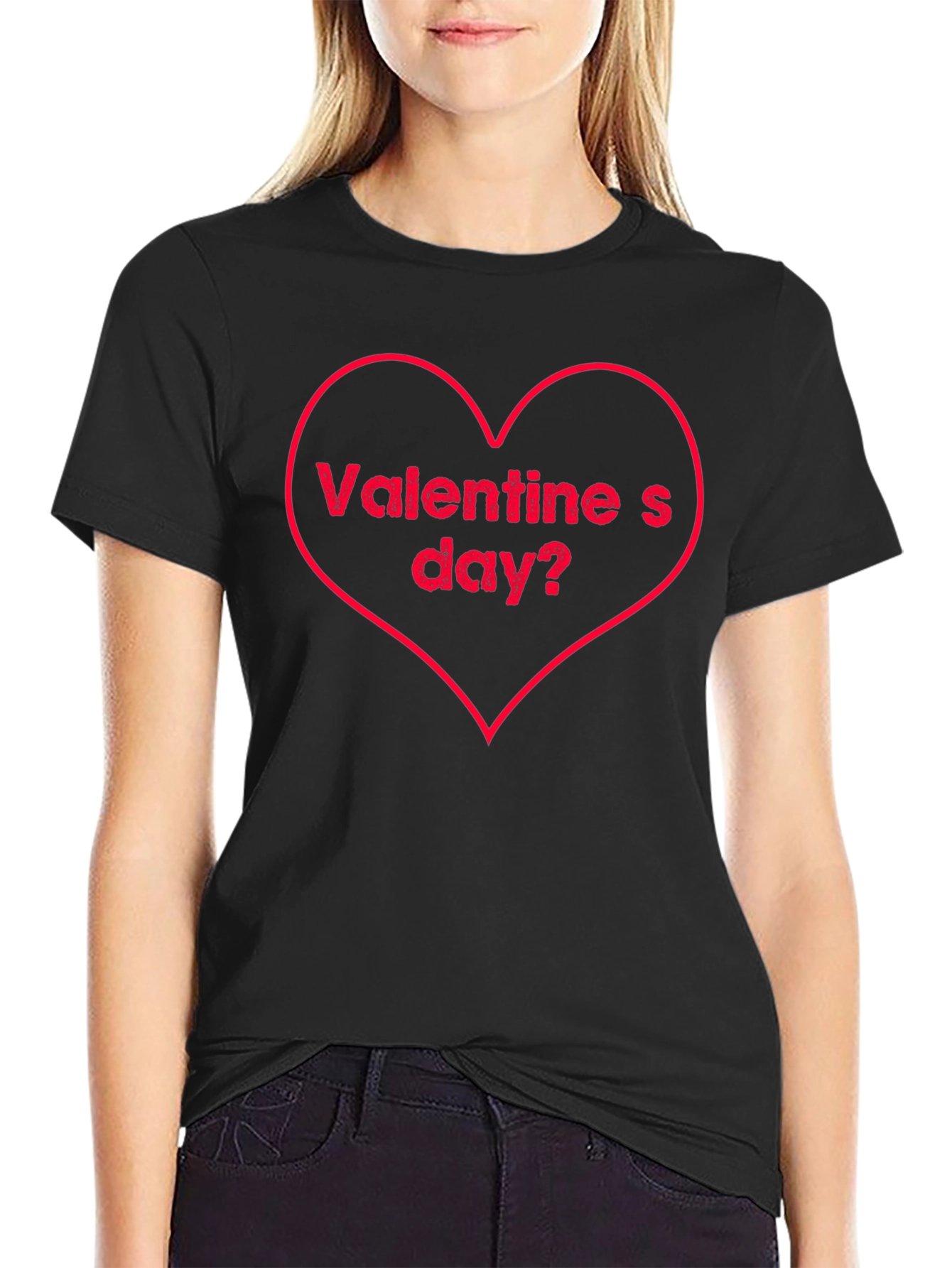 Valentines Day Heart Graphic Tee - Black