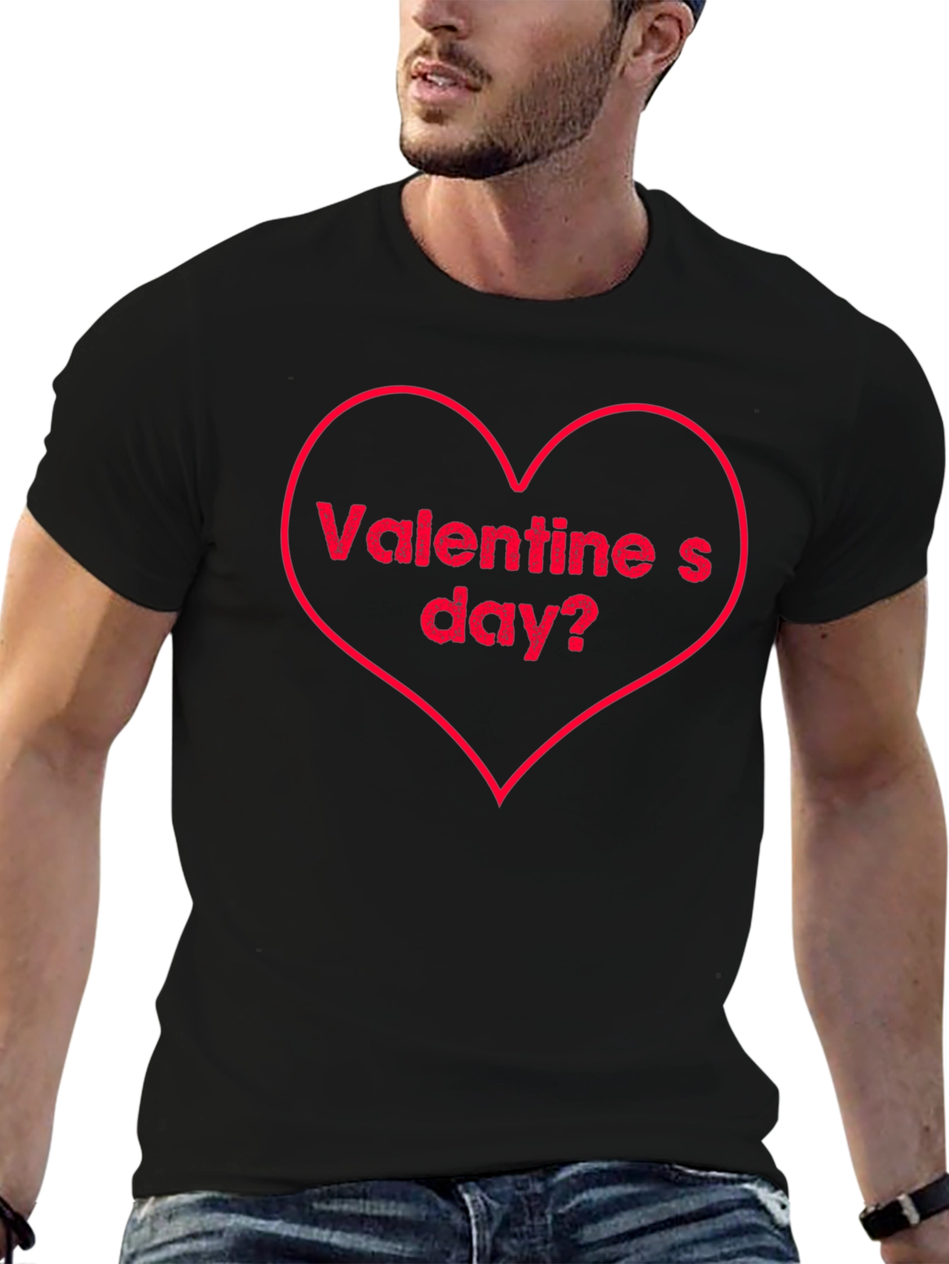 Valentines Day Heart Graphic Tee - Black