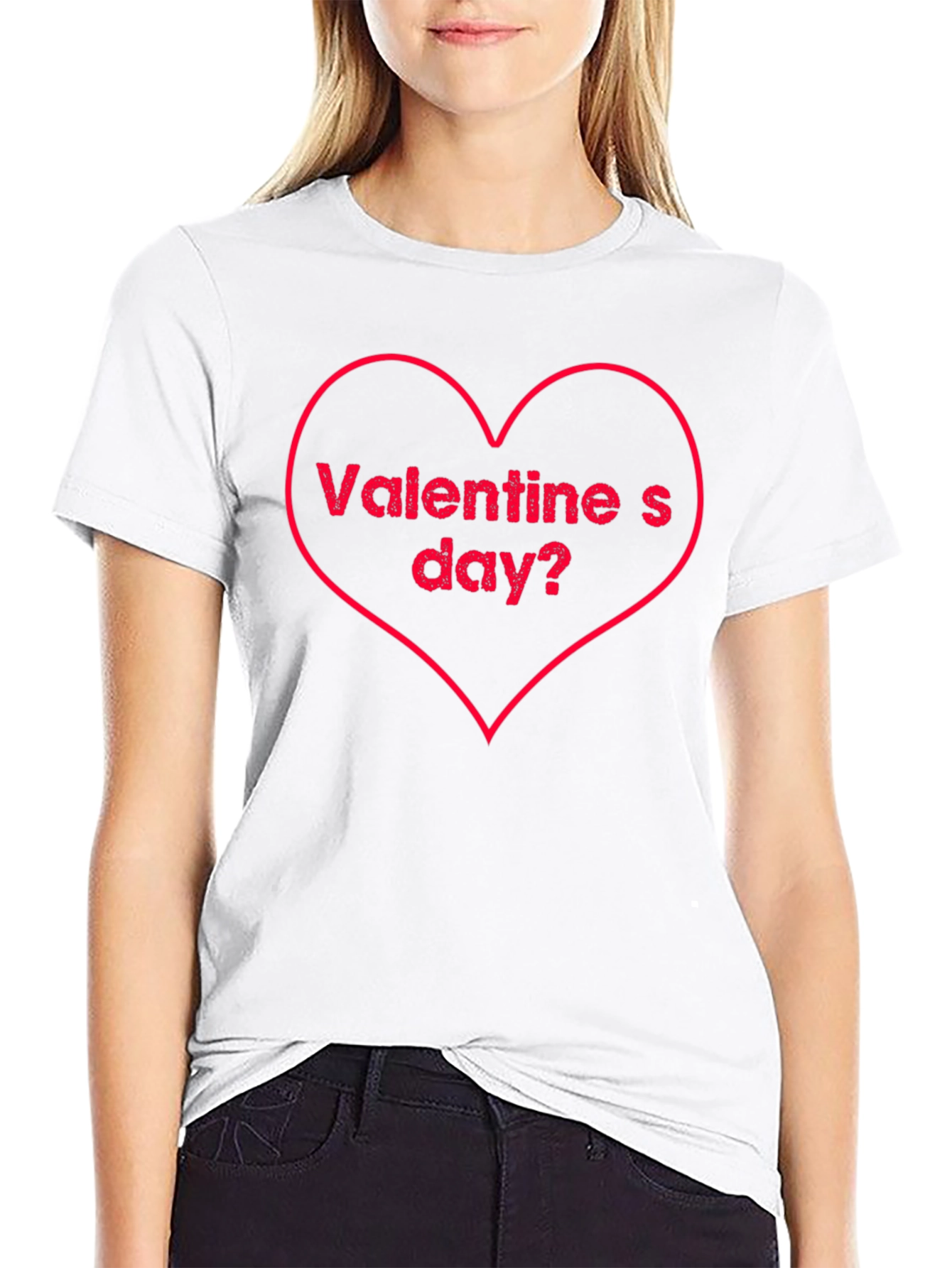 Valentines Day Heart Graphic Tee - Black