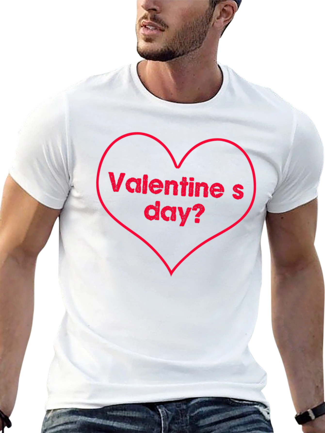 Valentines Day Heart Graphic Tee - Black