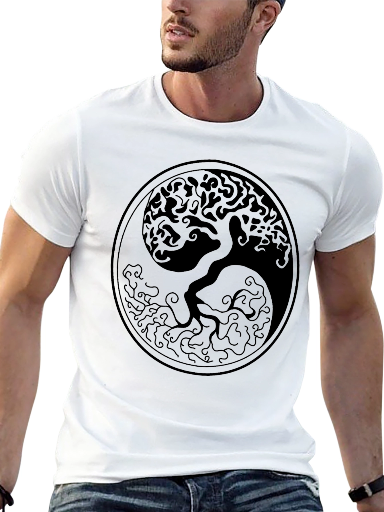 Yin Yang Tree of Life Black T-Shirt