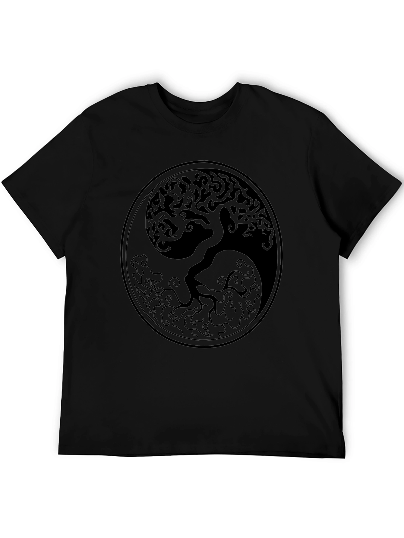 Yin Yang Tree of Life Black T-Shirt