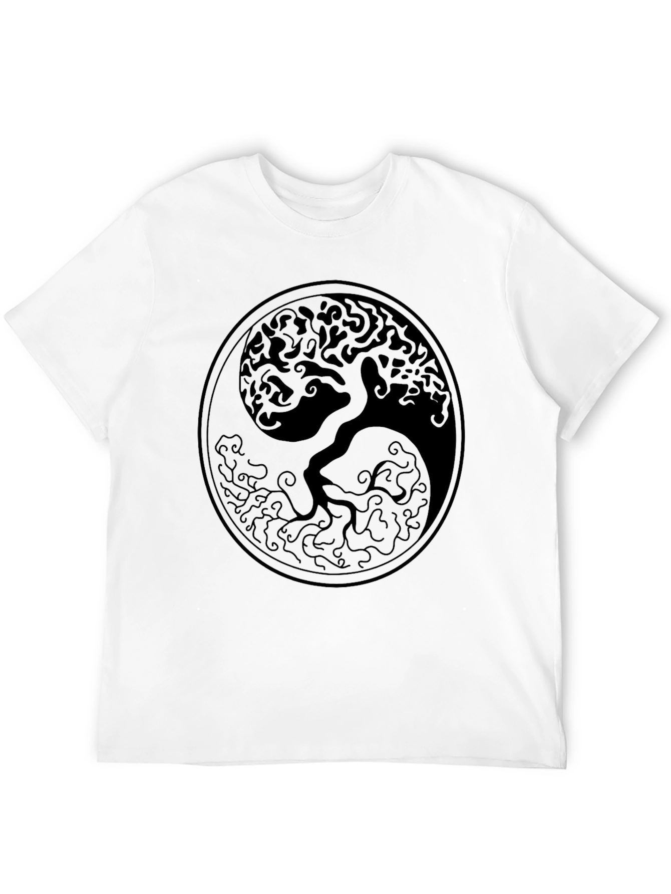 Yin Yang Tree of Life Black T-Shirt