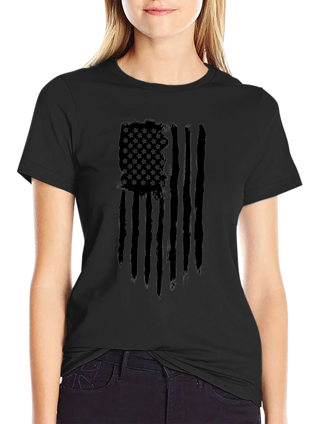 Distressed American Flag Graphic T-Shirt