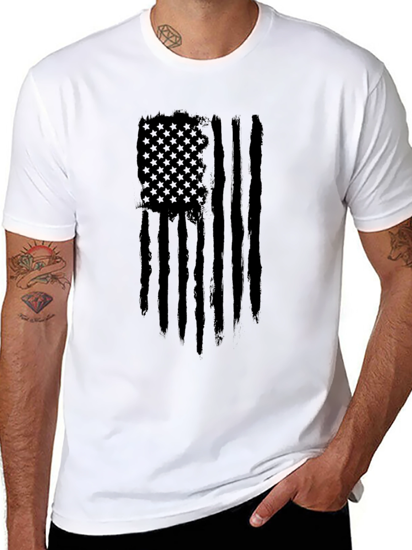 Distressed American Flag Graphic T-Shirt