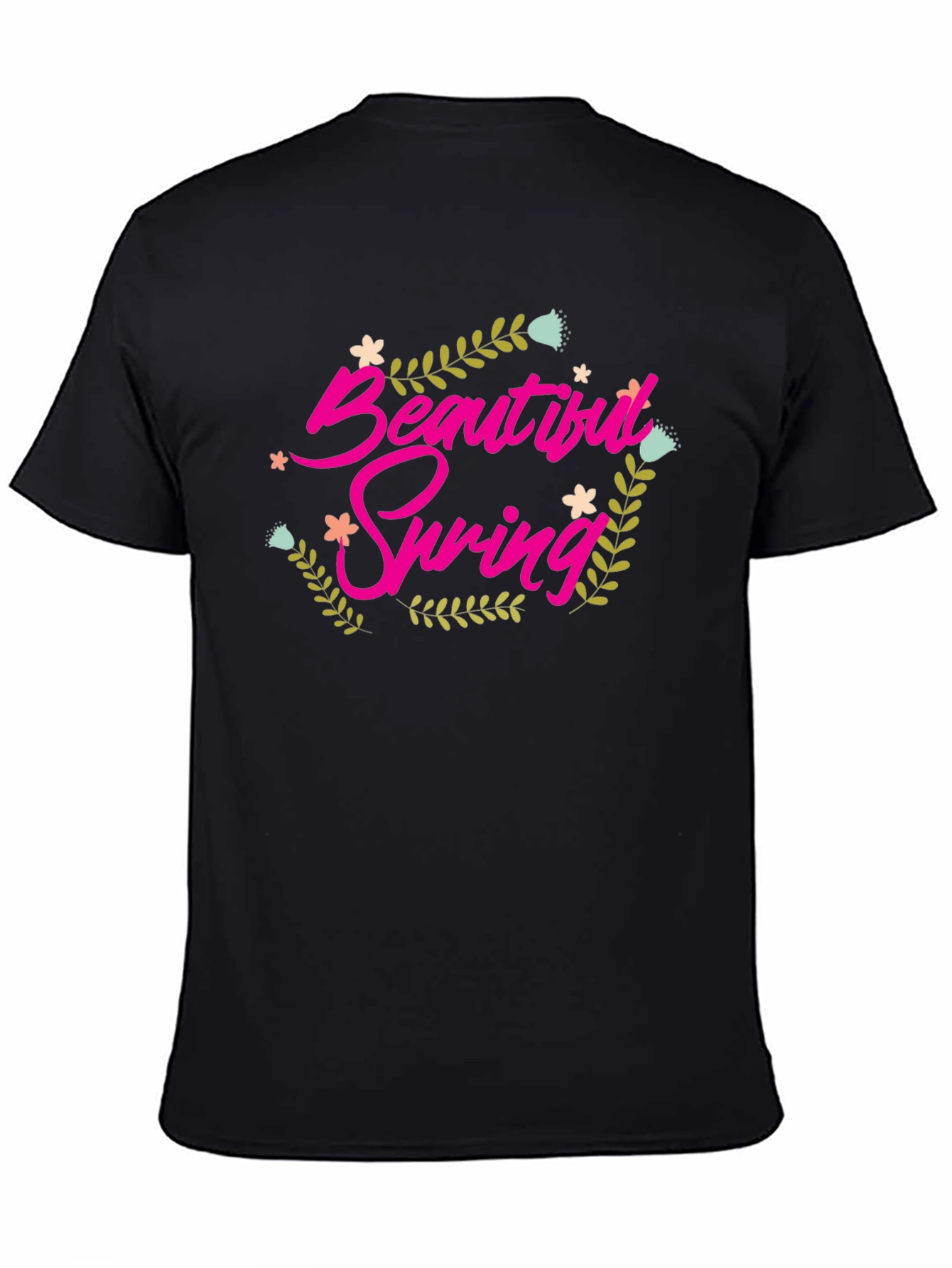 Beautiful Spring Graphic Tee - Black Cotton Shirt