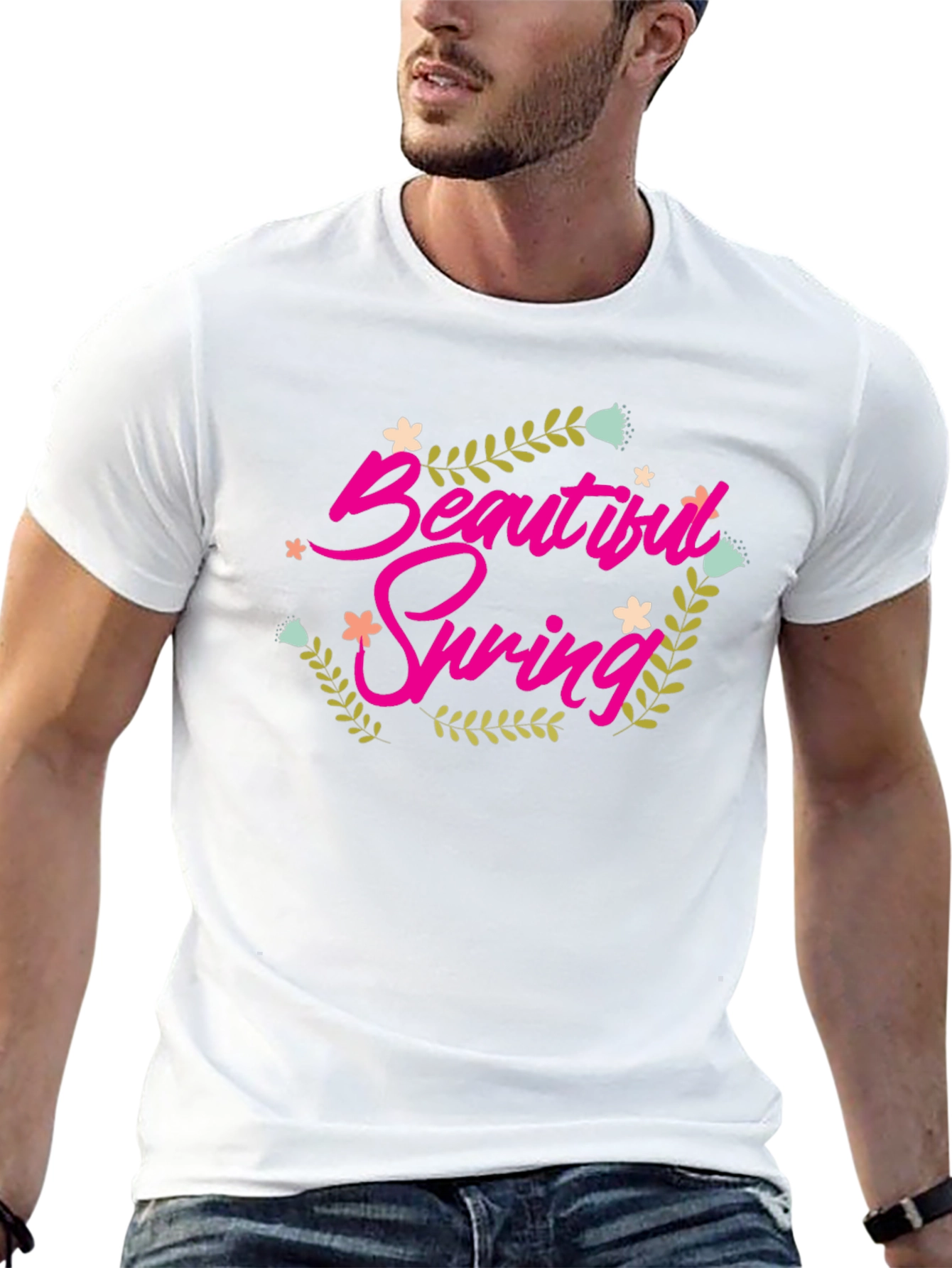 Beautiful Spring Graphic Tee - Black Cotton Shirt