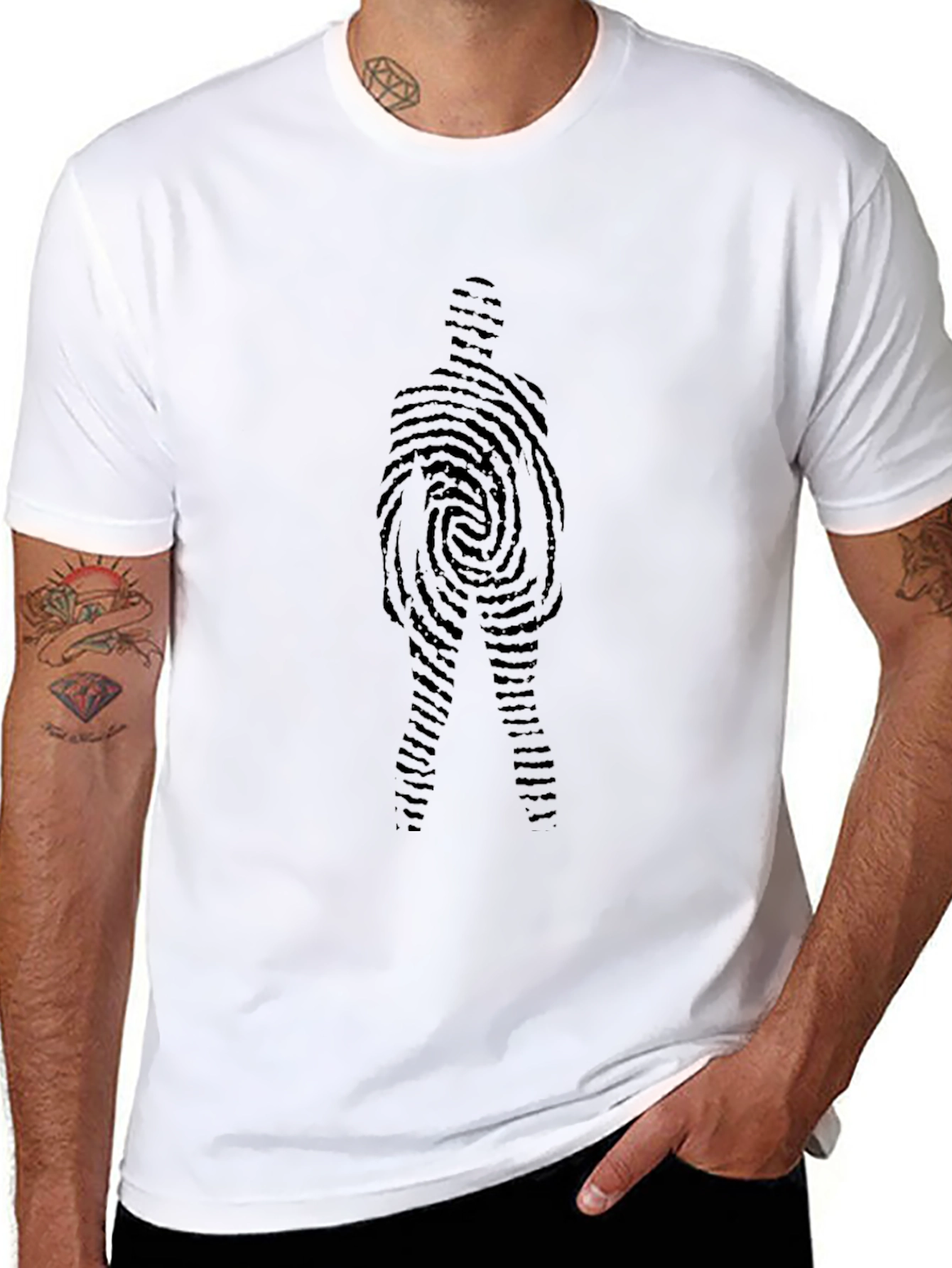 Fingerprint Man Graphic Black T-Shirt