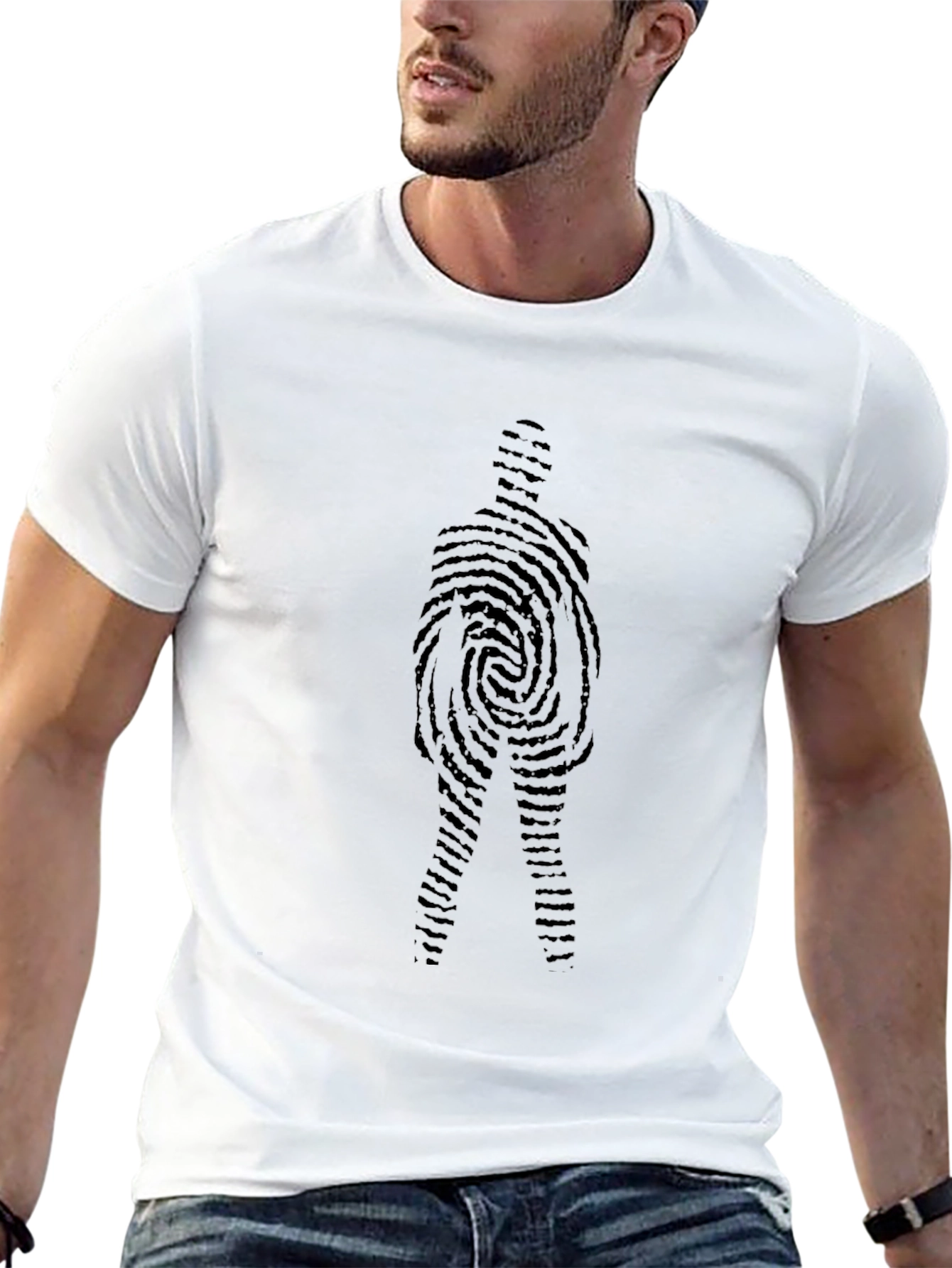 Fingerprint Man Graphic Black T-Shirt