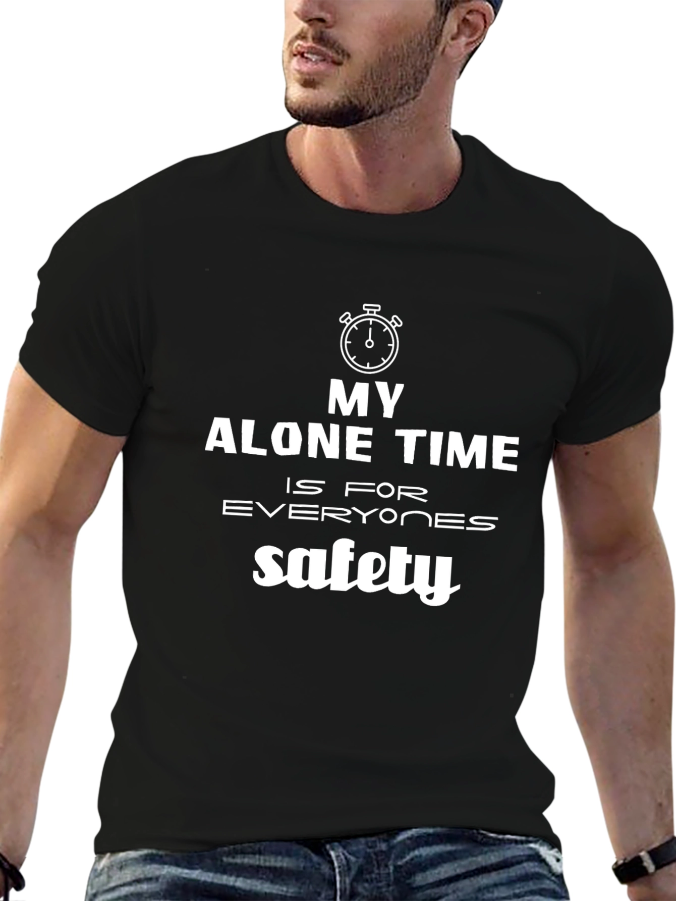 My Alone Time Safety Graphic Tee - Black