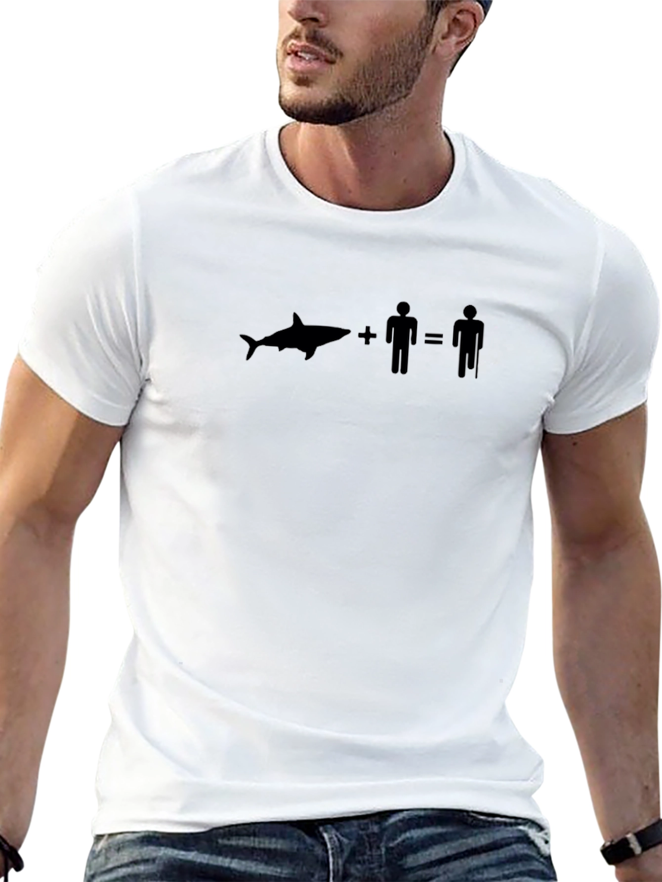Shark Plus Man Equals Old Man T-Shirt