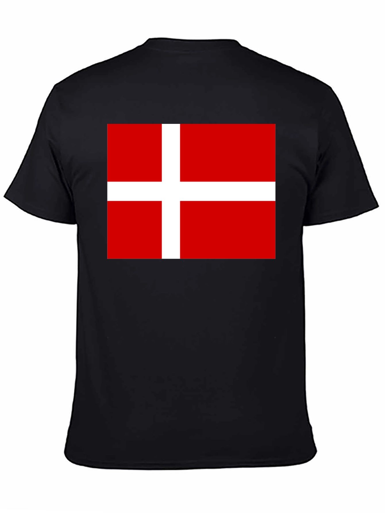 Danish Flag T-Shirt - Black Cotton Tee