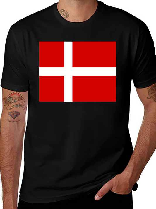 Danish Flag T-Shirt - Black Cotton Tee