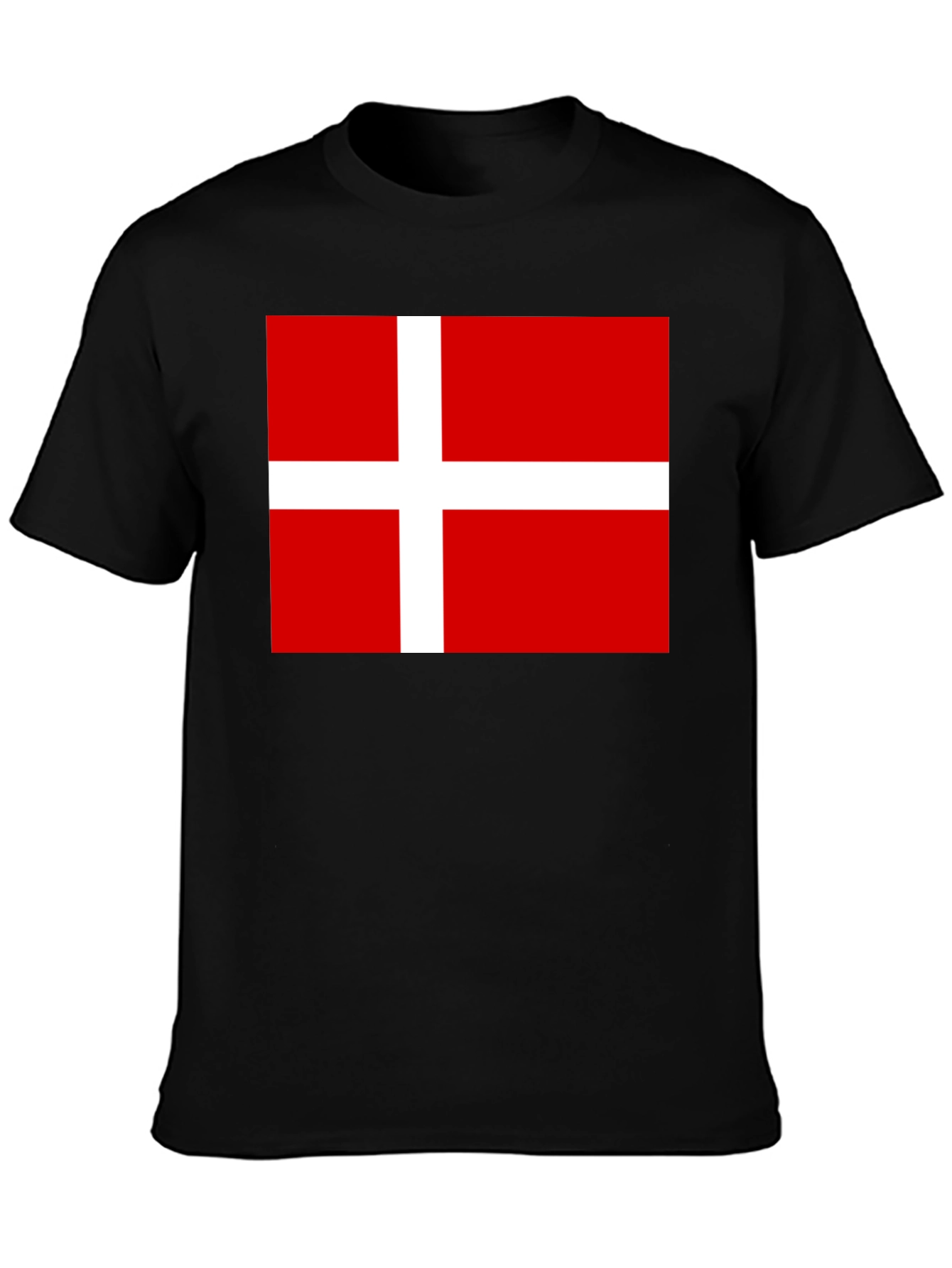 Danish Flag T-Shirt - Black Cotton Tee