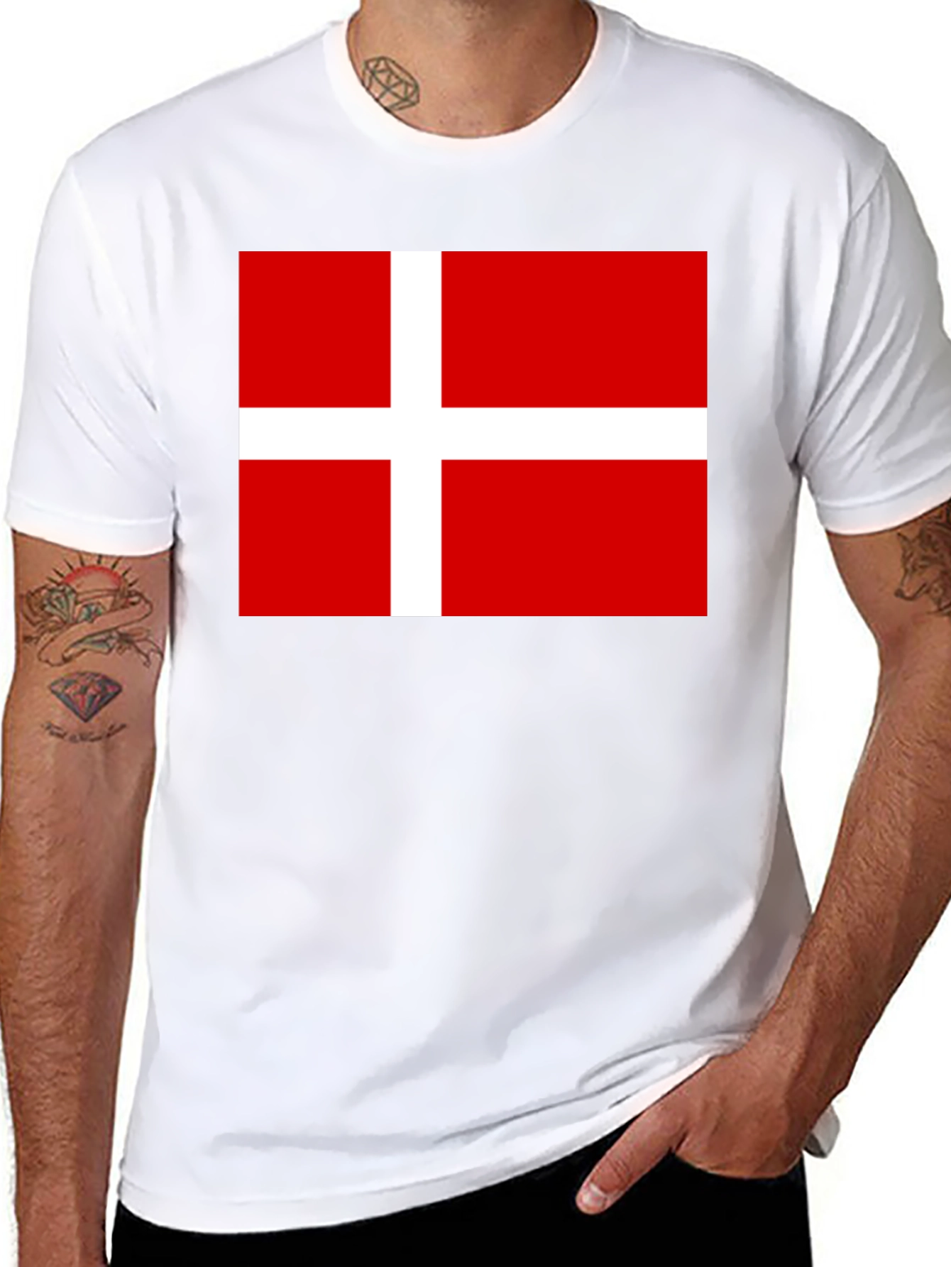 Danish Flag T-Shirt - Black Cotton Tee