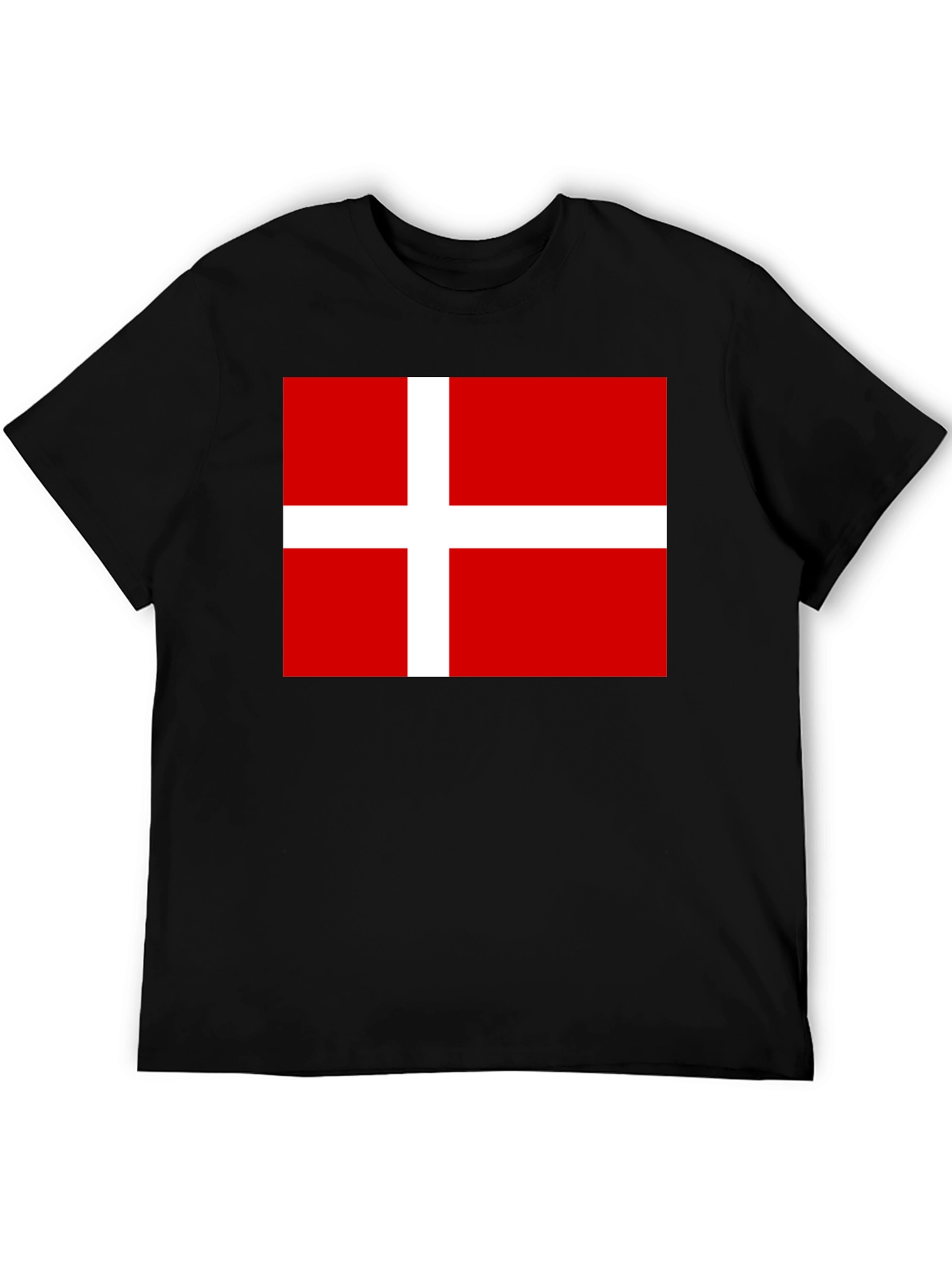 Danish Flag T-Shirt - Black Cotton Tee