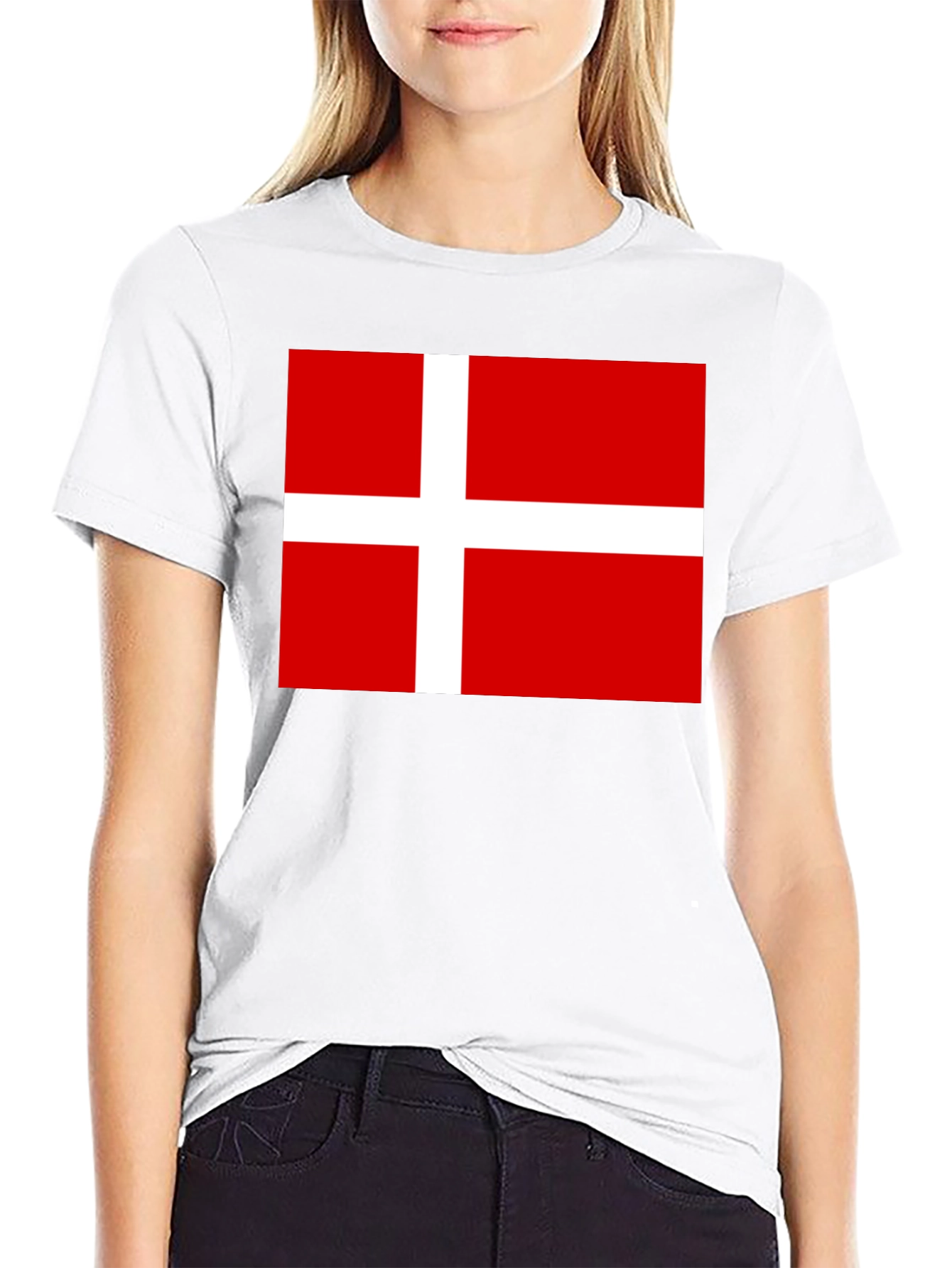 Danish Flag T-Shirt - Black Cotton Tee