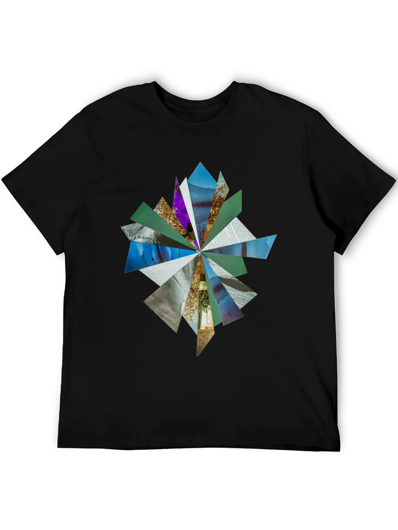 Abstract Geometric Print Black T-Shirt