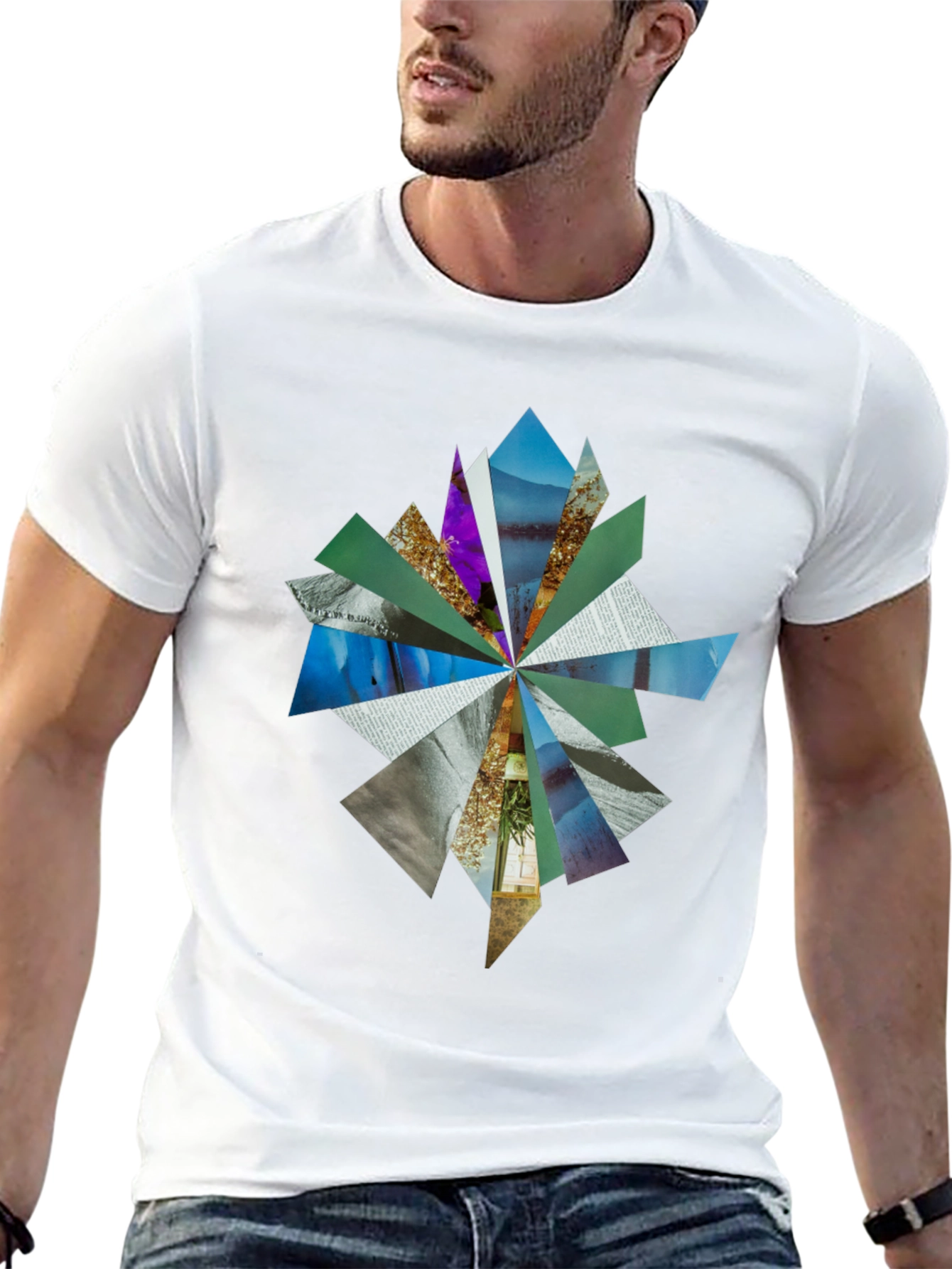 Abstract Geometric Print Black T-Shirt
