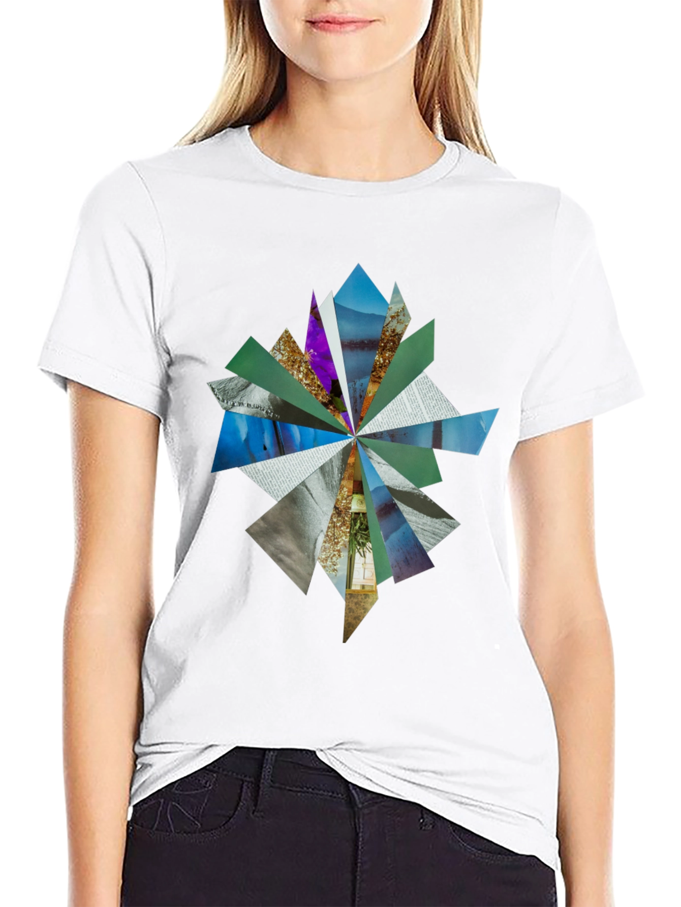 Abstract Geometric Print Black T-Shirt
