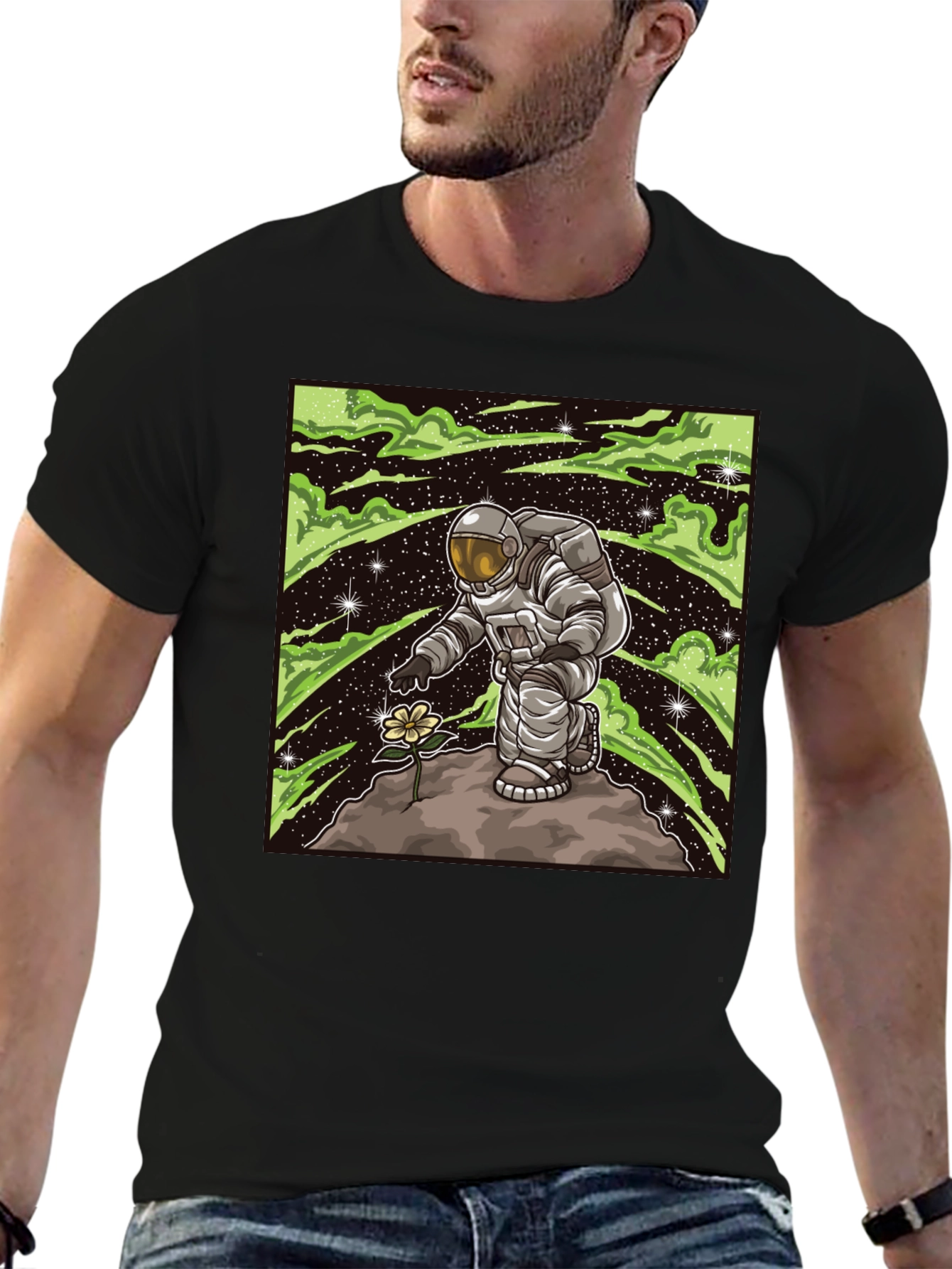 Astronaut Flower T-Shirt - Space Art Tee