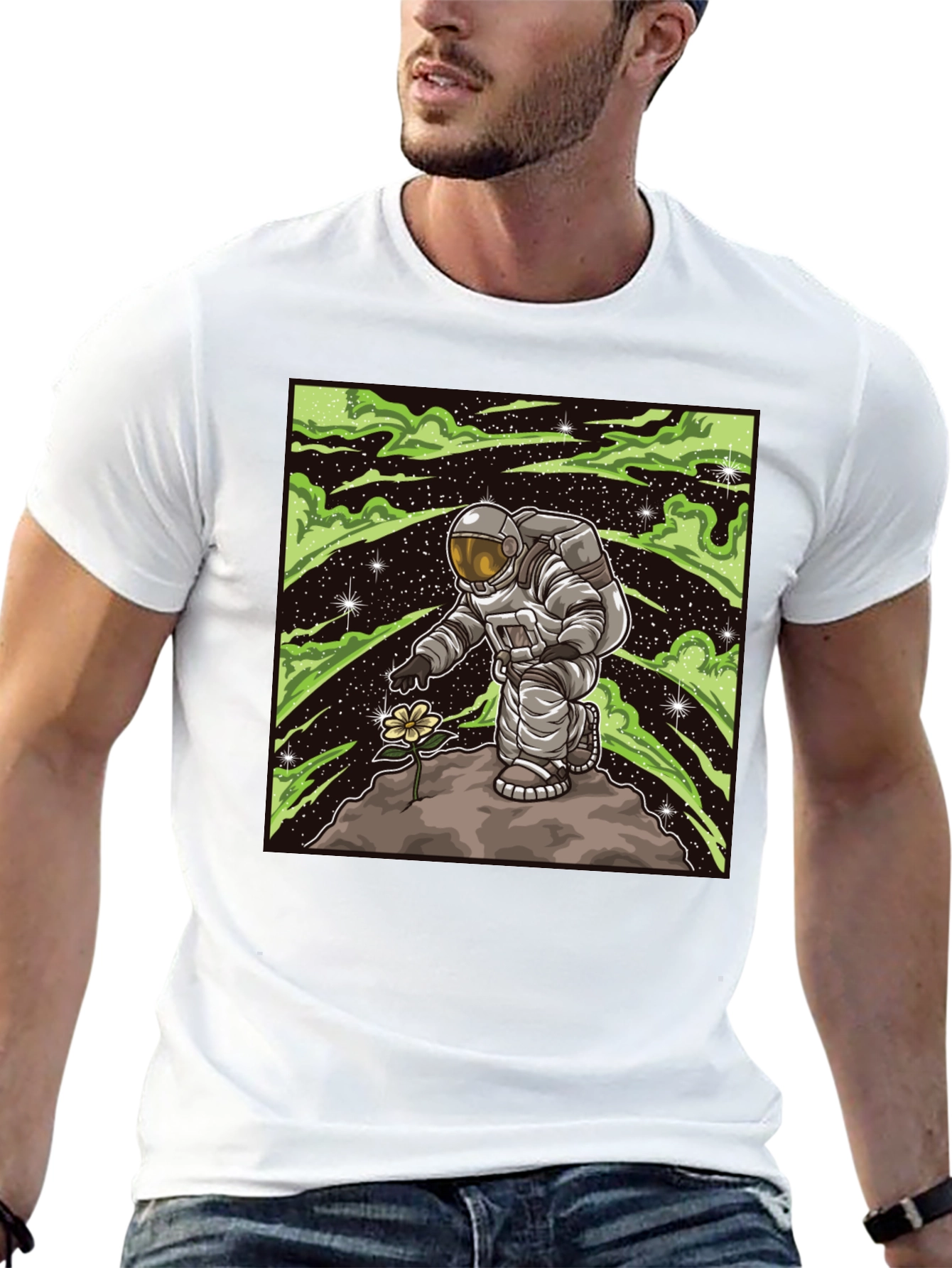 Astronaut Flower T-Shirt - Space Art Tee