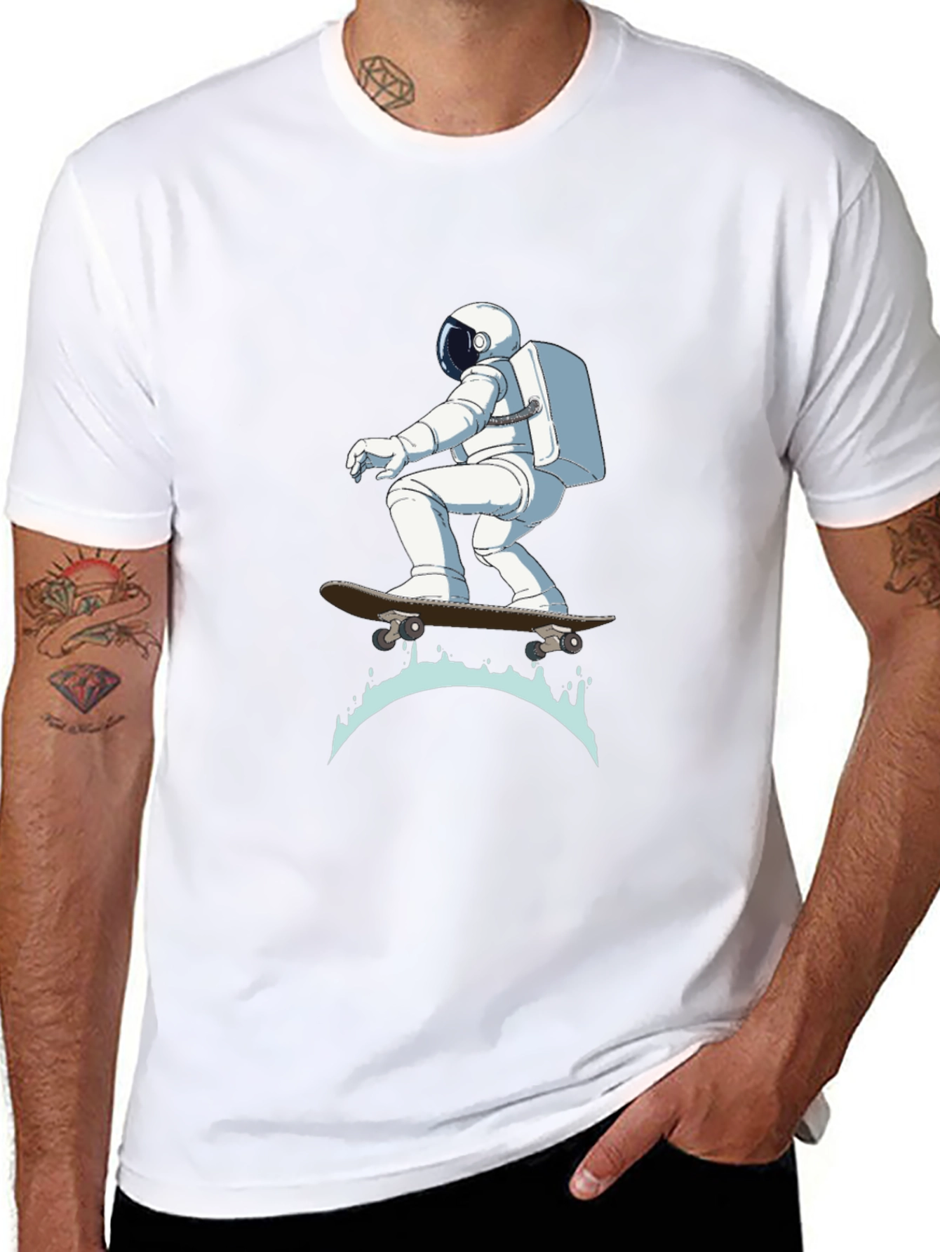 Astronaut Skateboarder Graphic T-Shirt