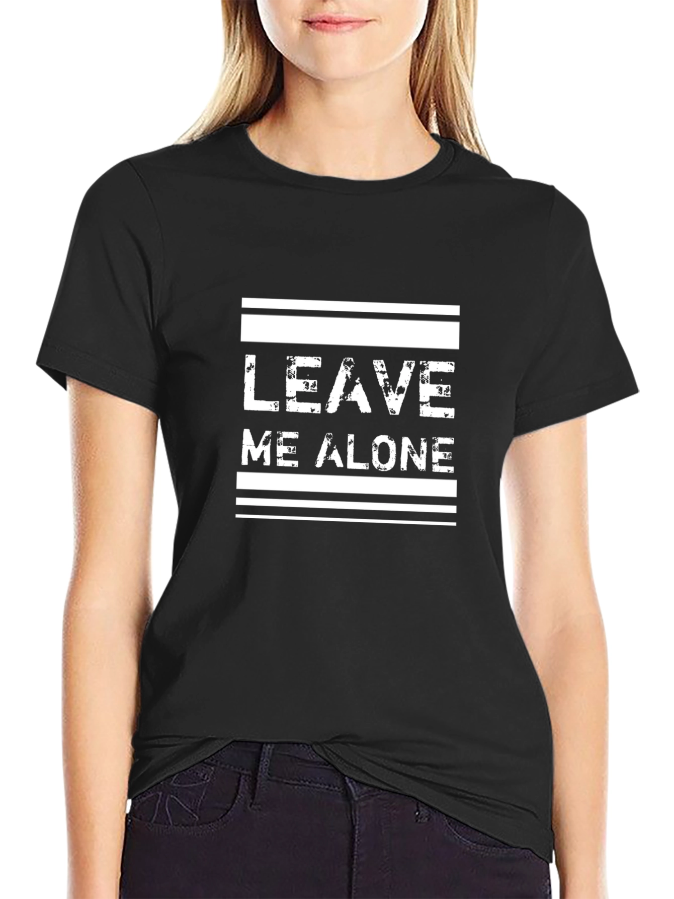 Leave Me Alone Graphic Black T-Shirt