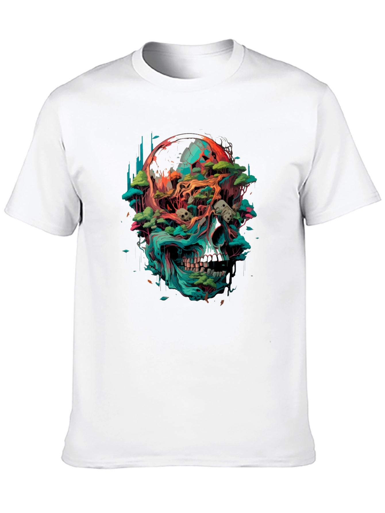 Skull & Earth Graphic T-Shirt - Bold Artistic Tee