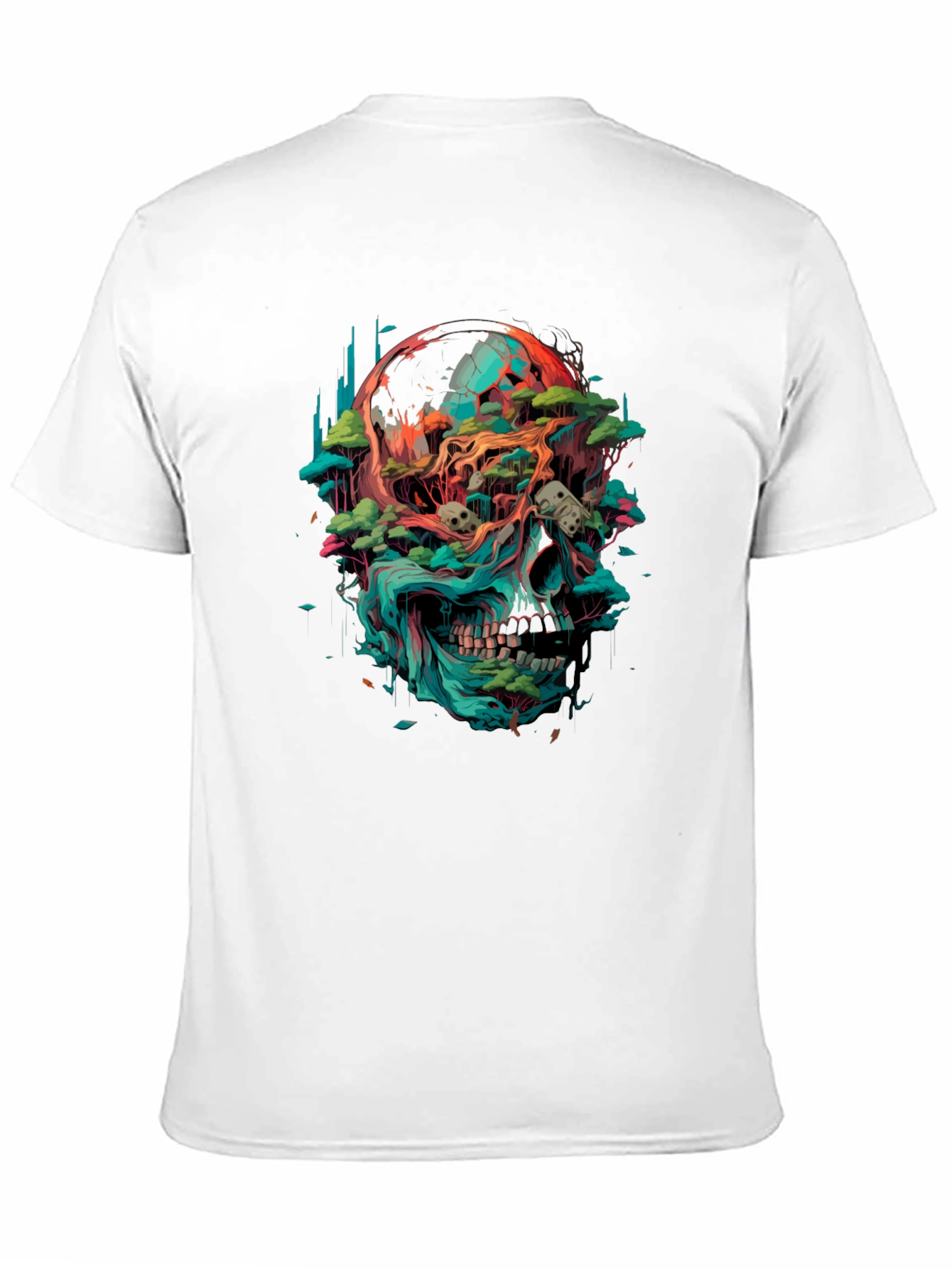 Skull & Earth Graphic T-Shirt - Bold Artistic Tee