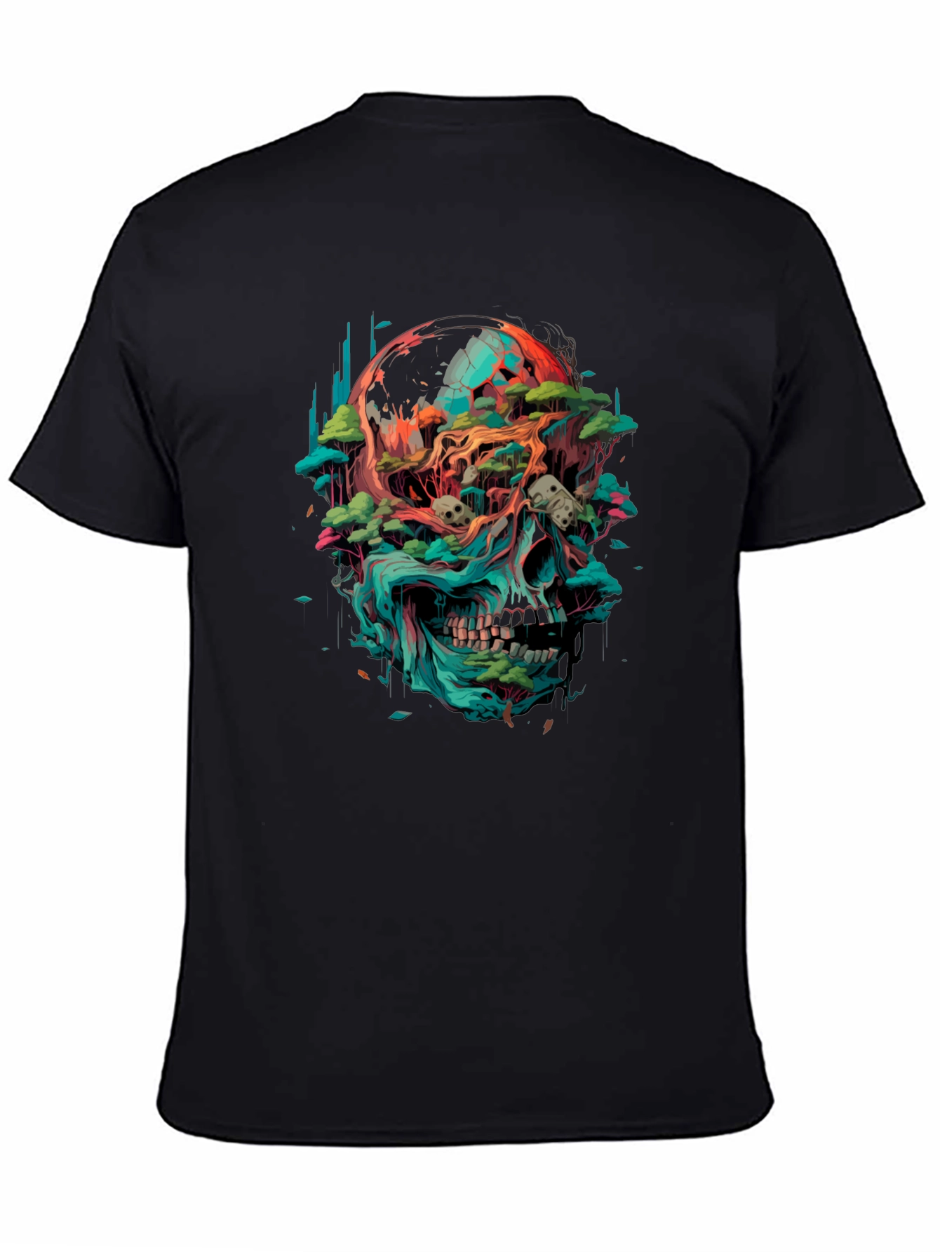 Skull & Earth Graphic T-Shirt - Bold Artistic Tee