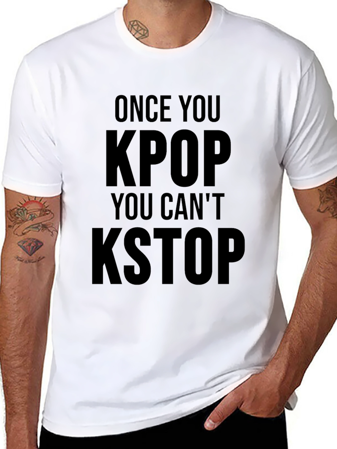 Once You KPOP You Cant KSTOP Black Graphic Tee