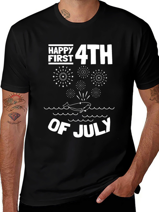 Happy First 4th of July Whale Fireworks T-Shirt