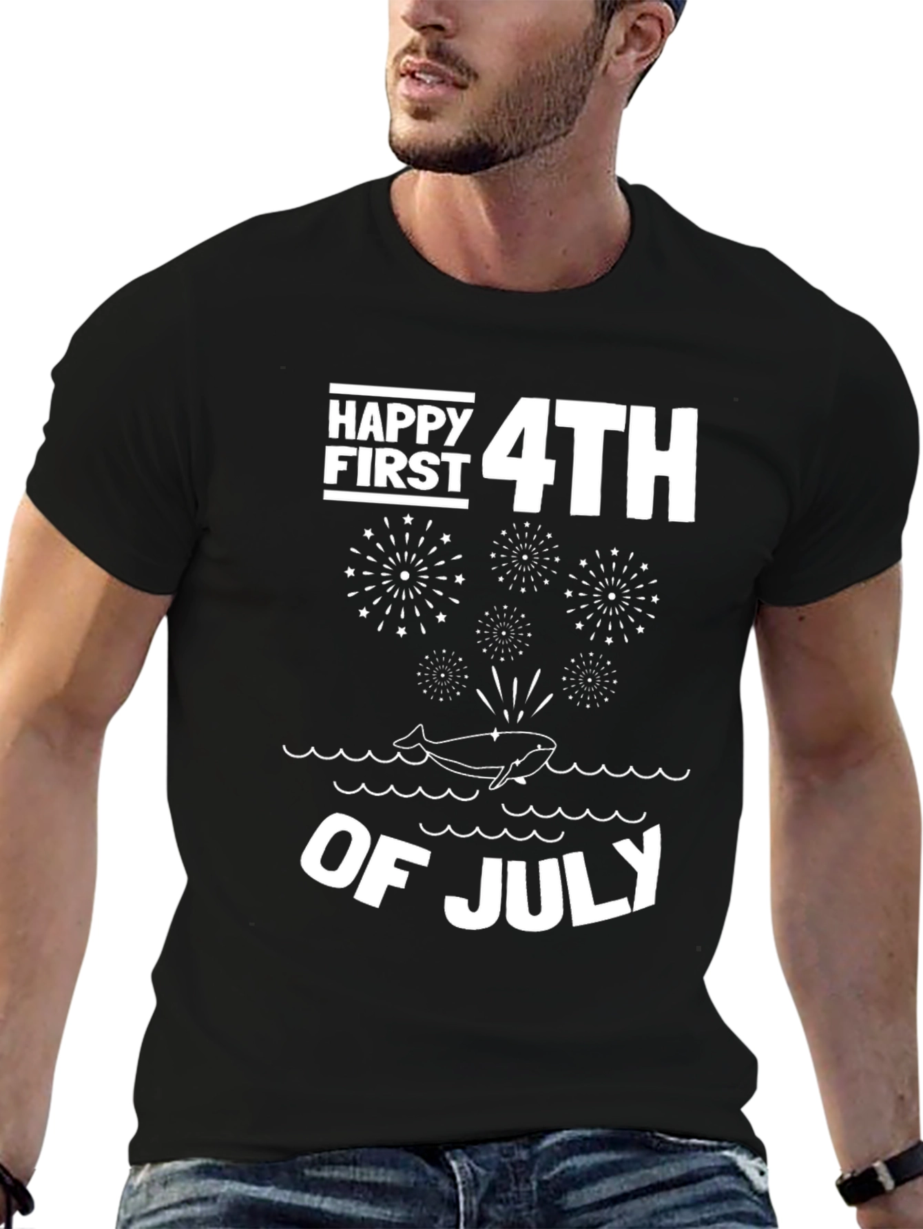 Happy First 4th of July Whale Fireworks T-Shirt