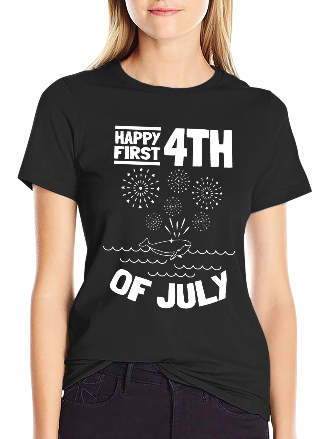 Happy First 4th of July Whale Fireworks T-Shirt