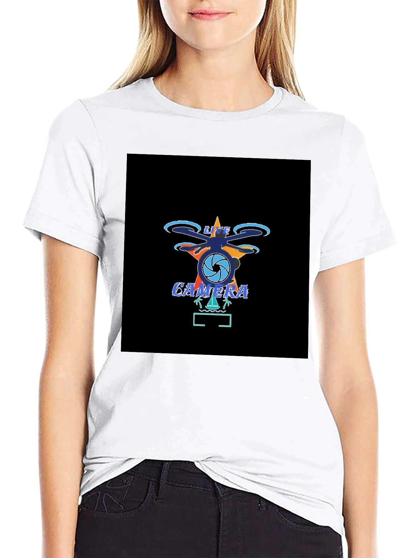 Live Camera Drone Black T-Shirt