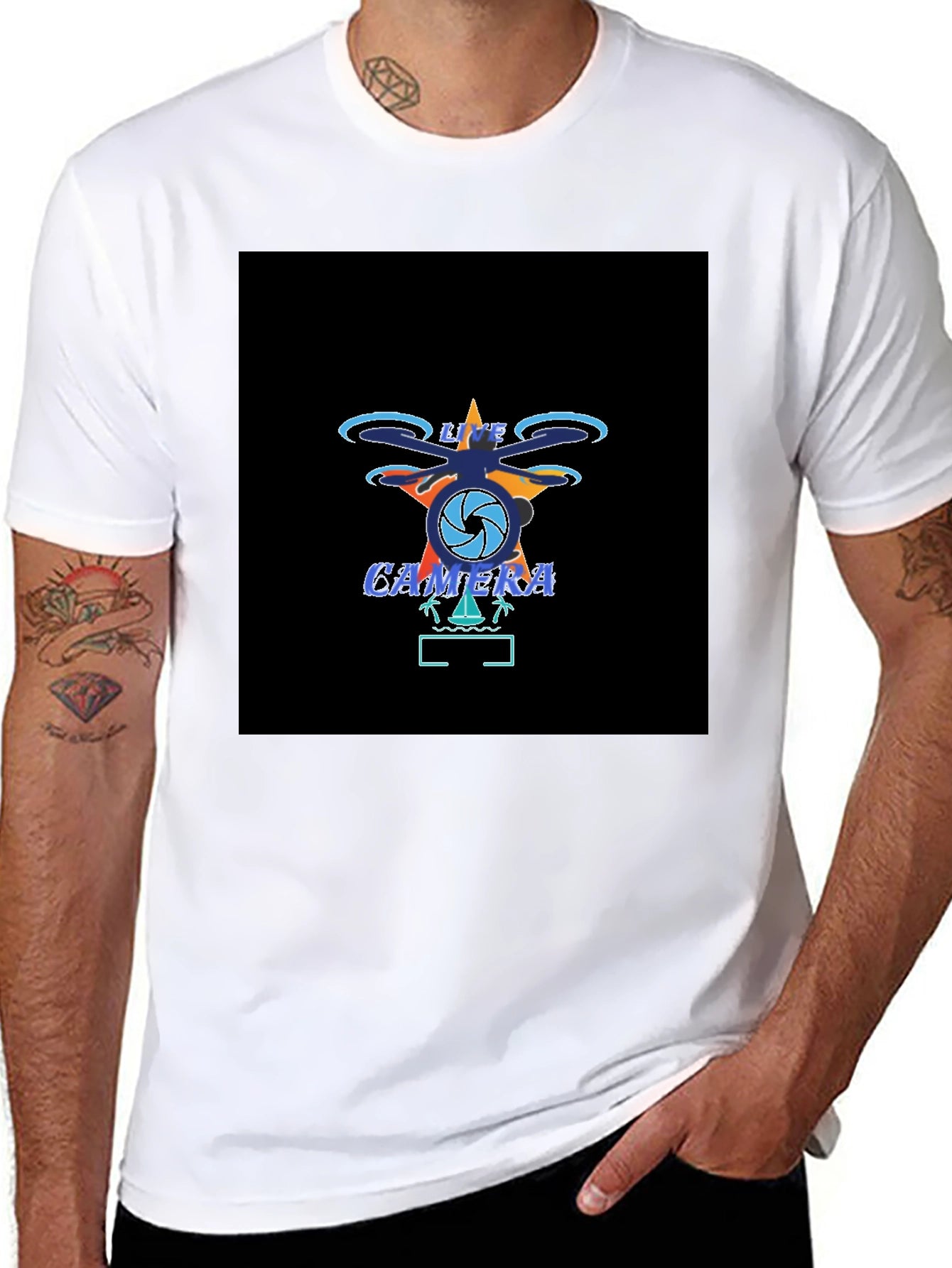 Live Camera Drone Black T-Shirt