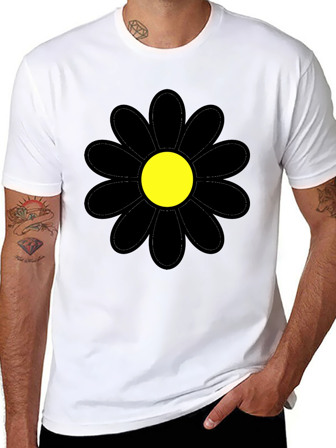 Black Flower Graphic T-Shirt - Stylish Casual Wear