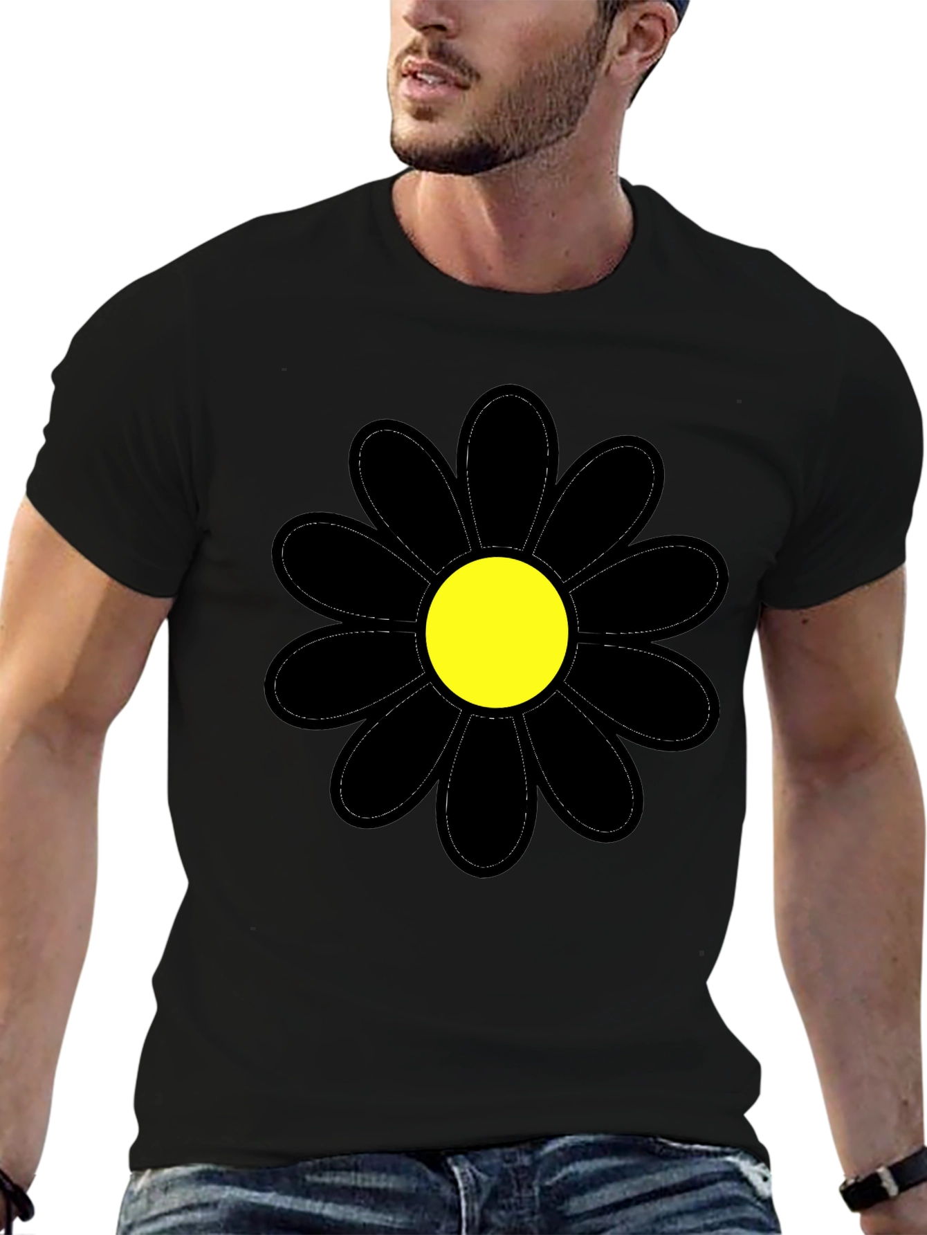 Black Flower Graphic T-Shirt - Stylish Casual Wear