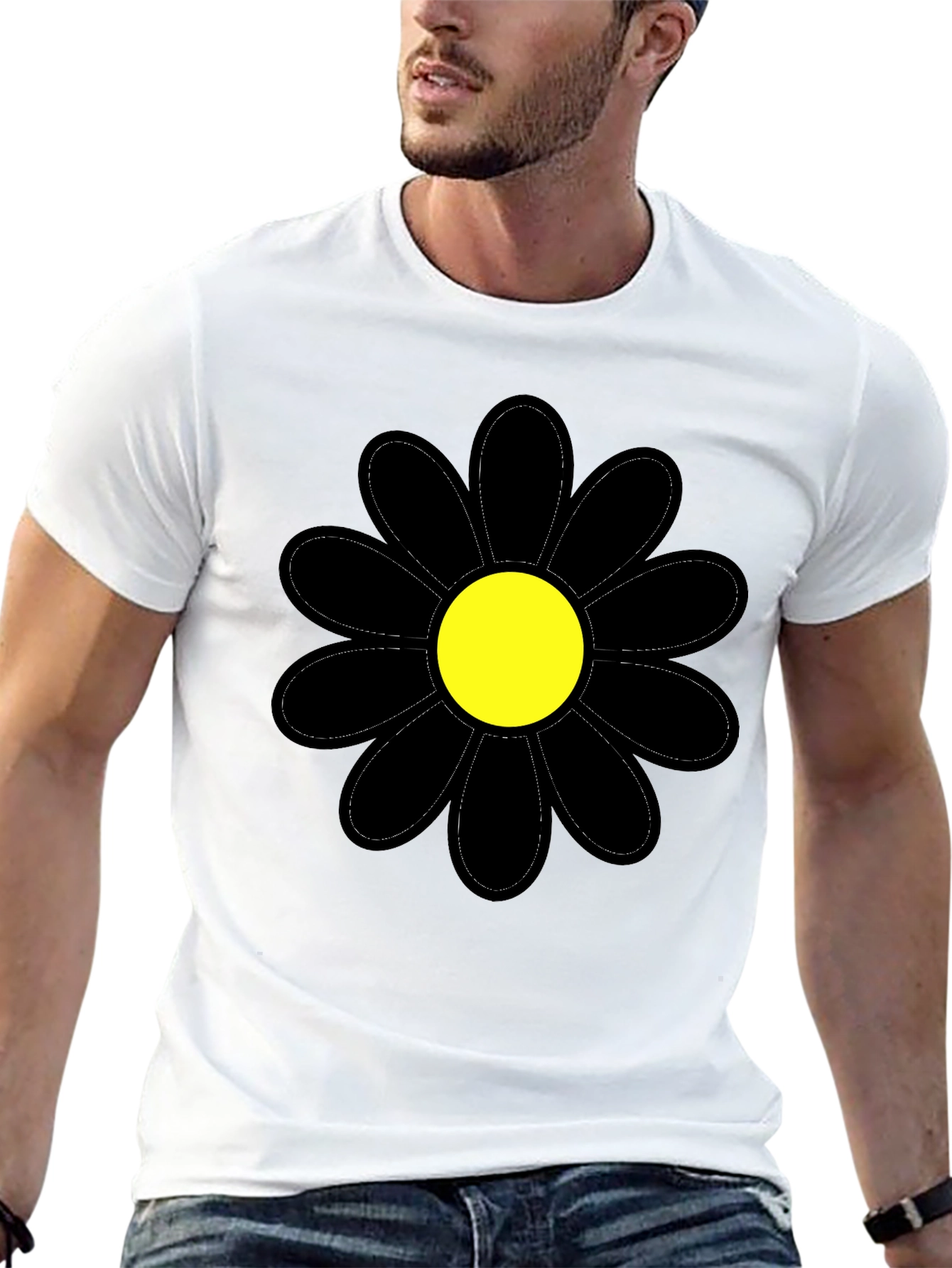 Black Flower Graphic T-Shirt - Stylish Casual Wear