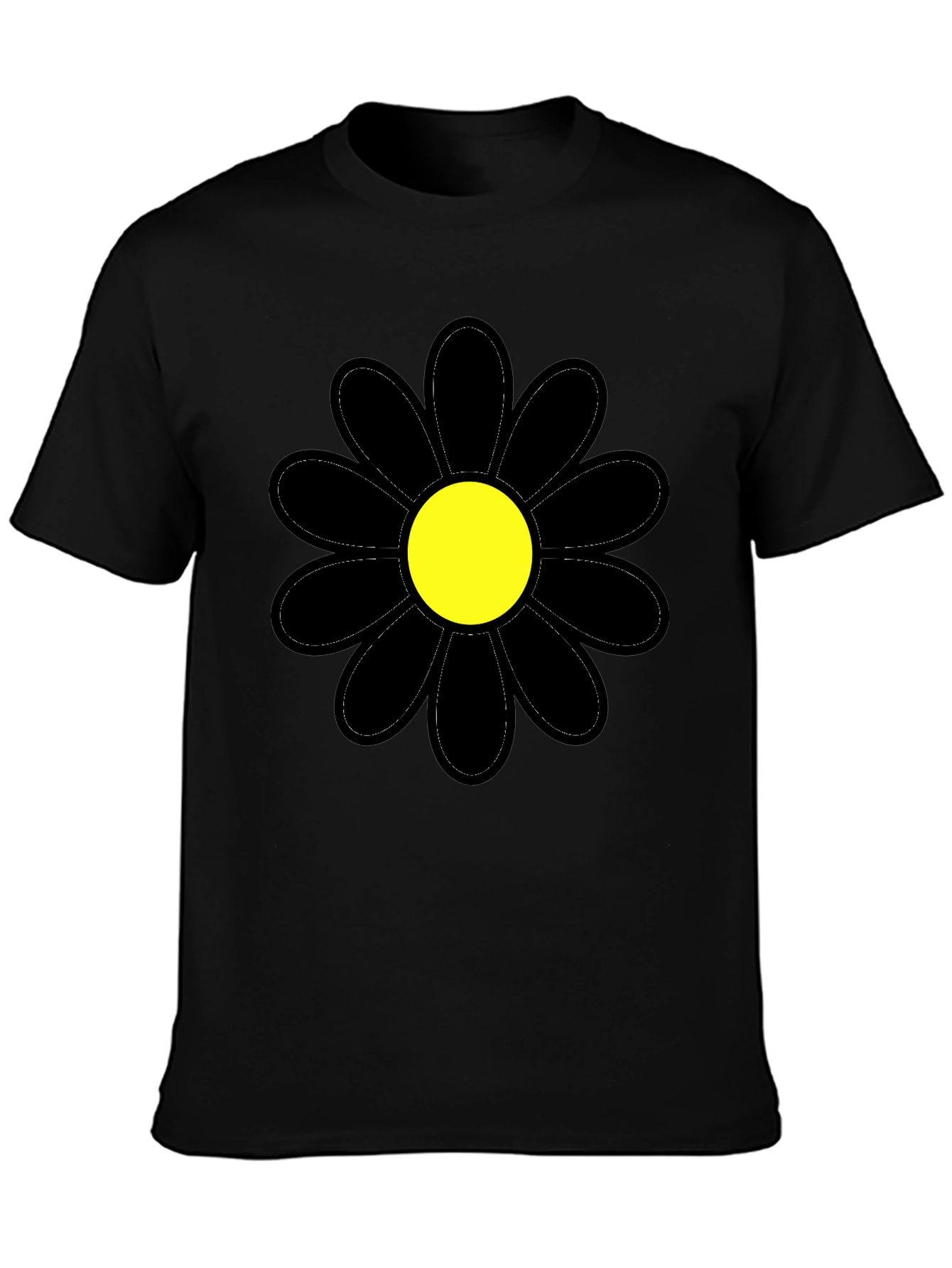 Black Flower Graphic T-Shirt - Stylish Casual Wear