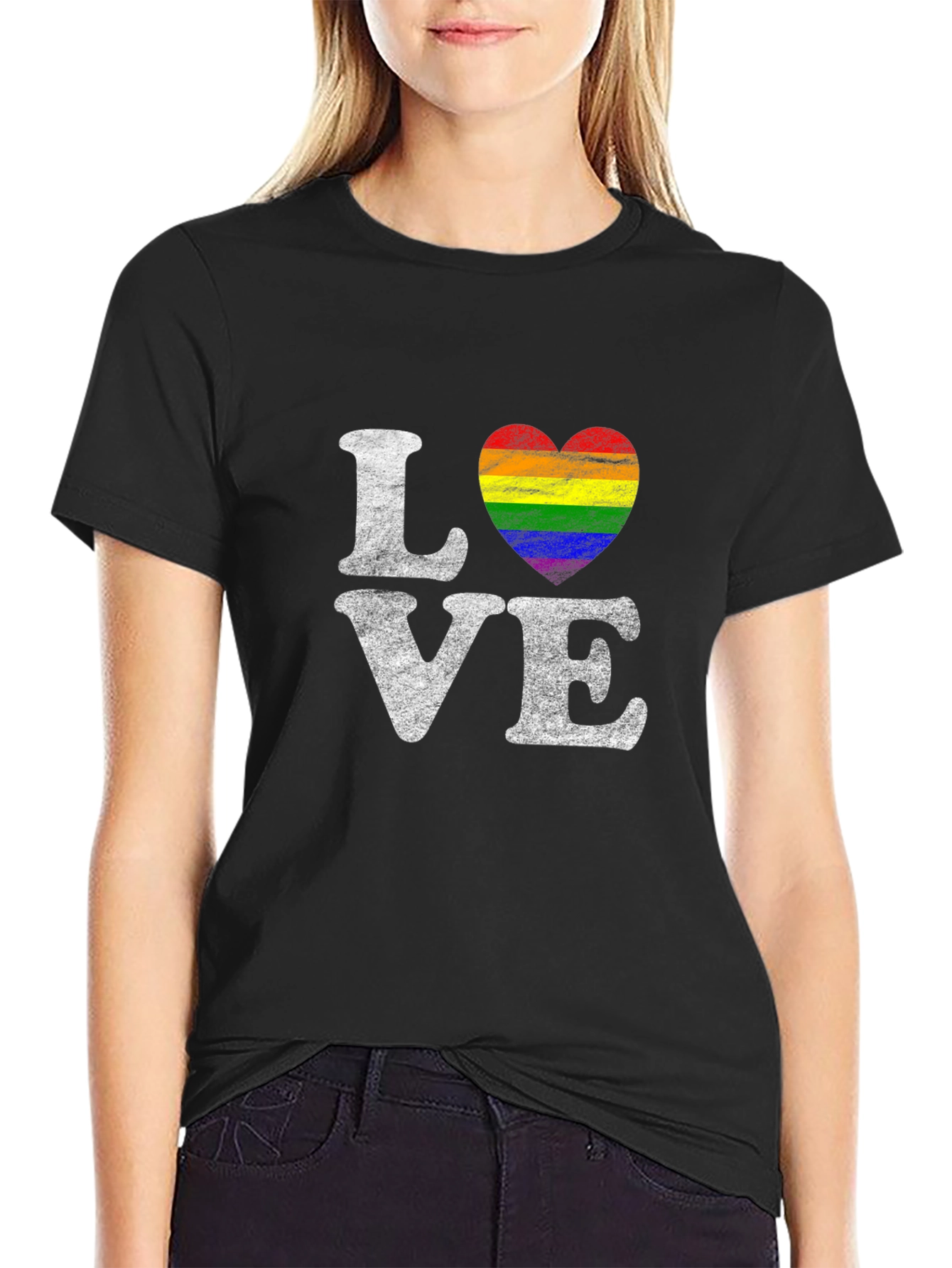 Love Rainbow Heart Graphic T-Shirt
